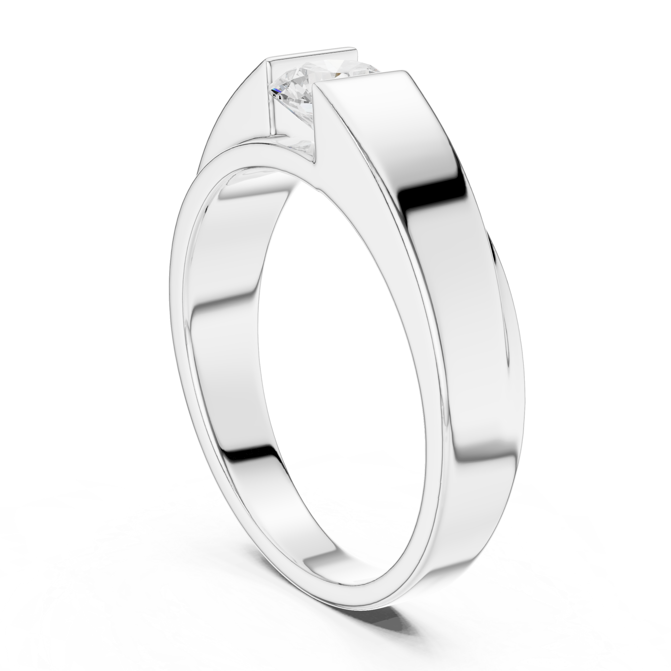 Men’s Flush Set Solitaire Diamond Ring – Minimalist Channel Set Wedding Band