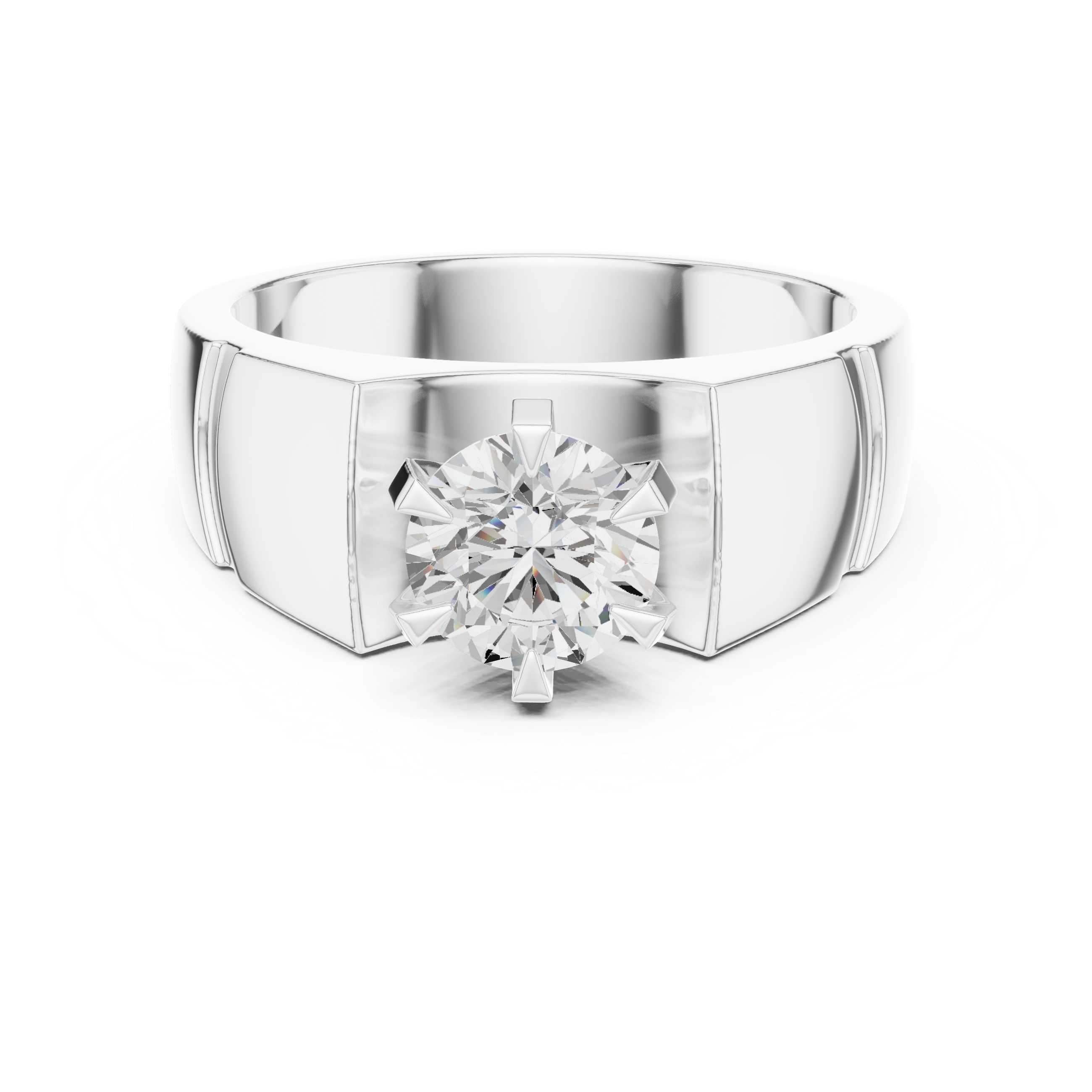 Men’s 1.50 CT Solitaire Diamond Ring – Textured Signet Style Engagement Band