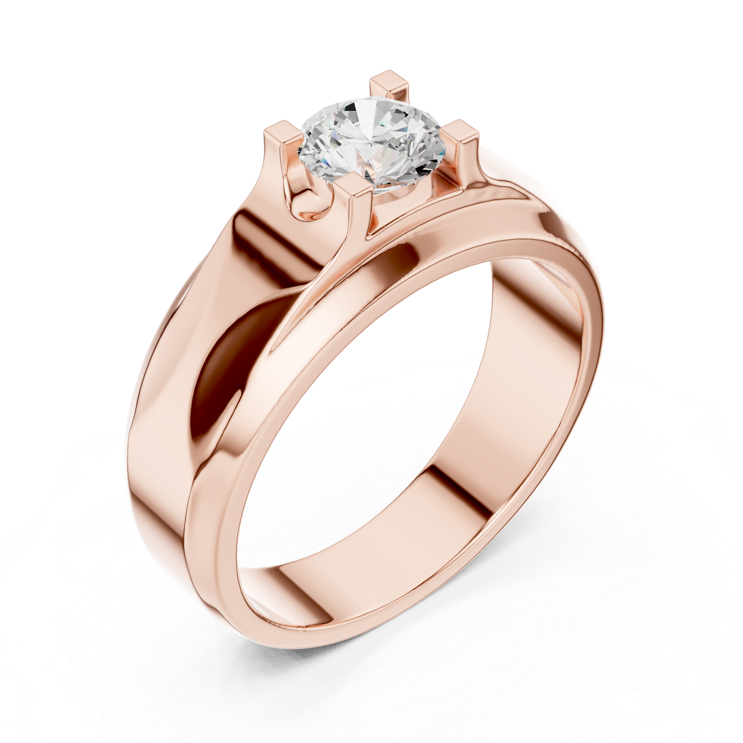 Men’s Two-Tone Solitaire Diamond Ring – 0.75 CT Modern Geometric Wedding Band