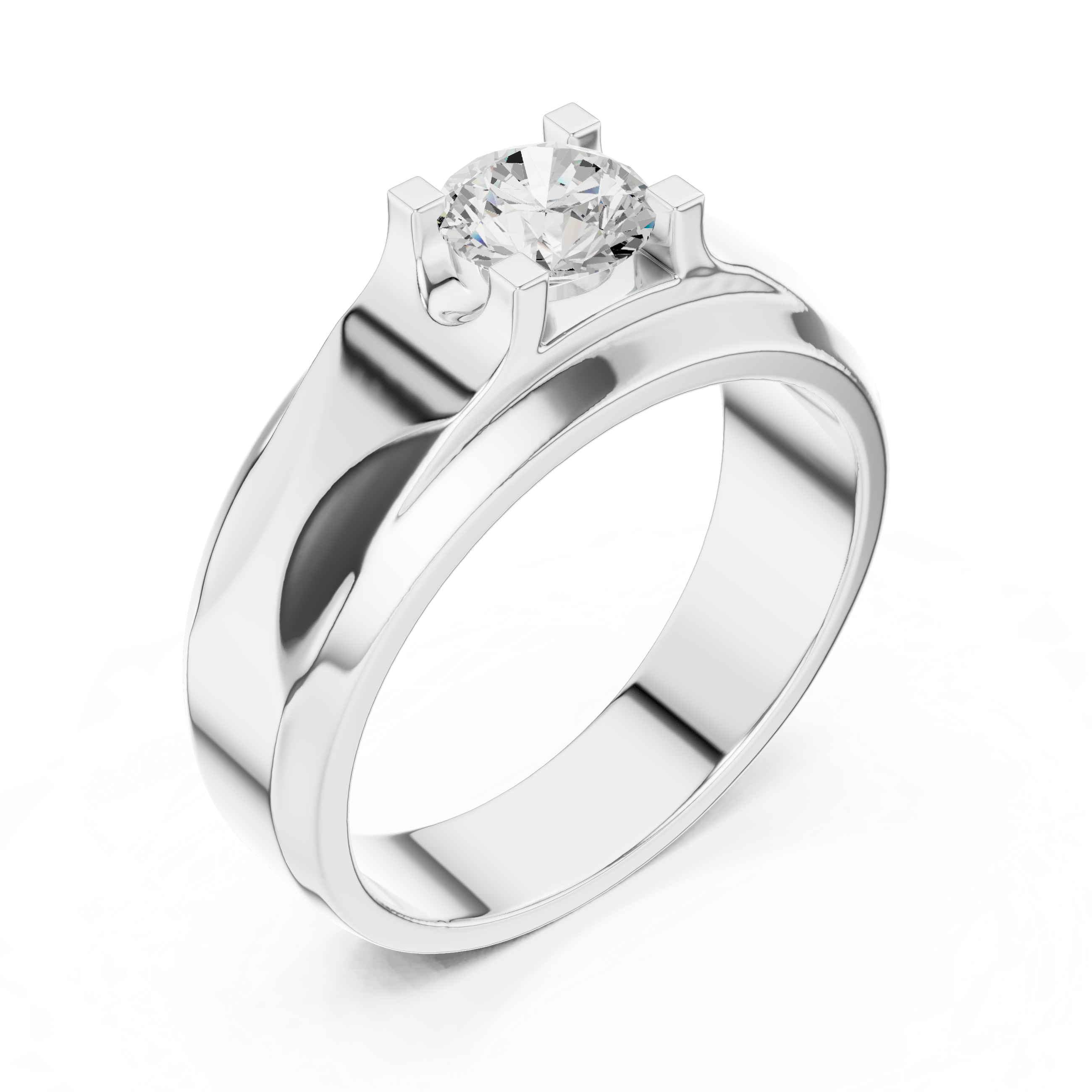Men’s Two-Tone Solitaire Diamond Ring – 0.75 CT Modern Geometric Wedding Band