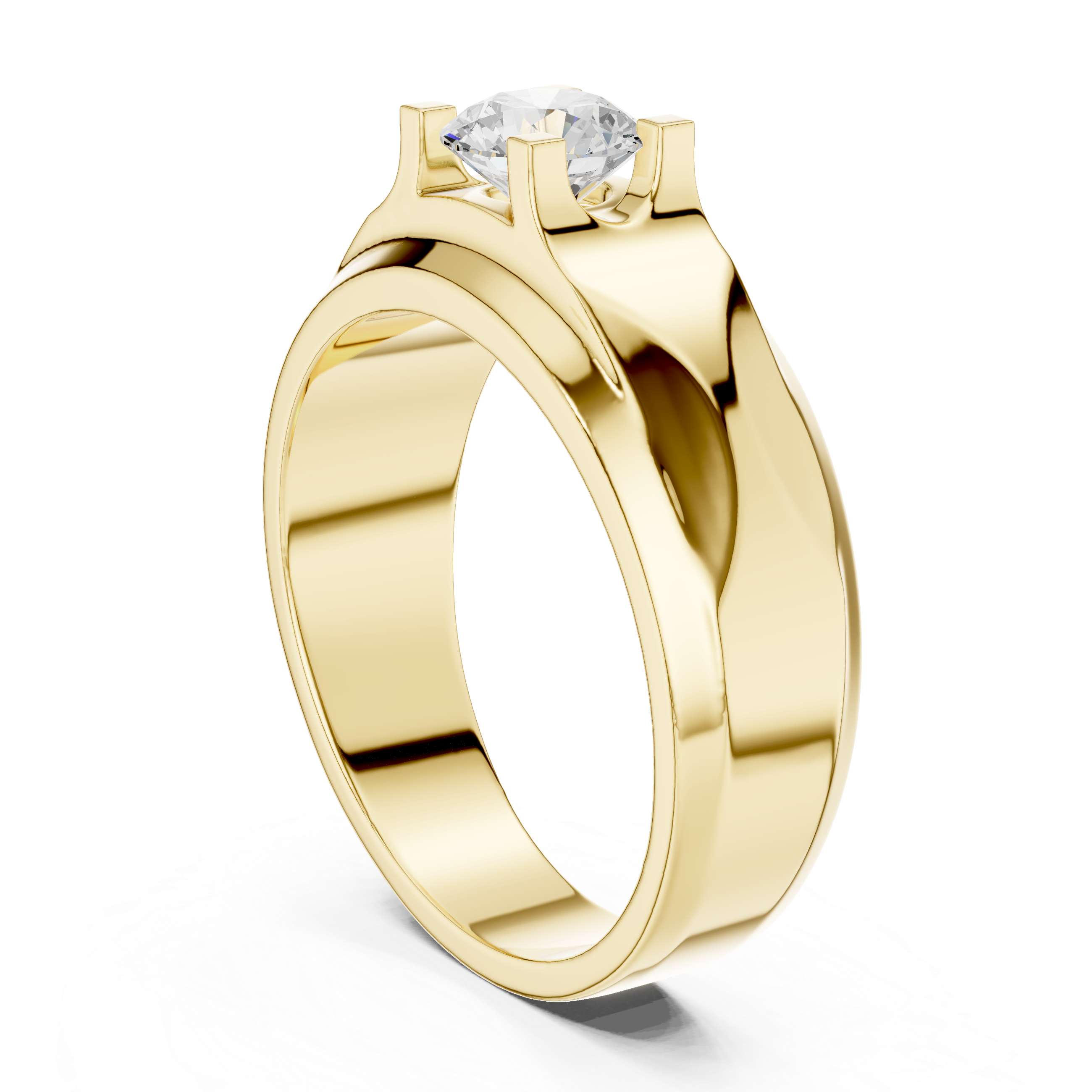 Men’s Two-Tone Solitaire Diamond Ring – 0.75 CT Modern Geometric Wedding Band