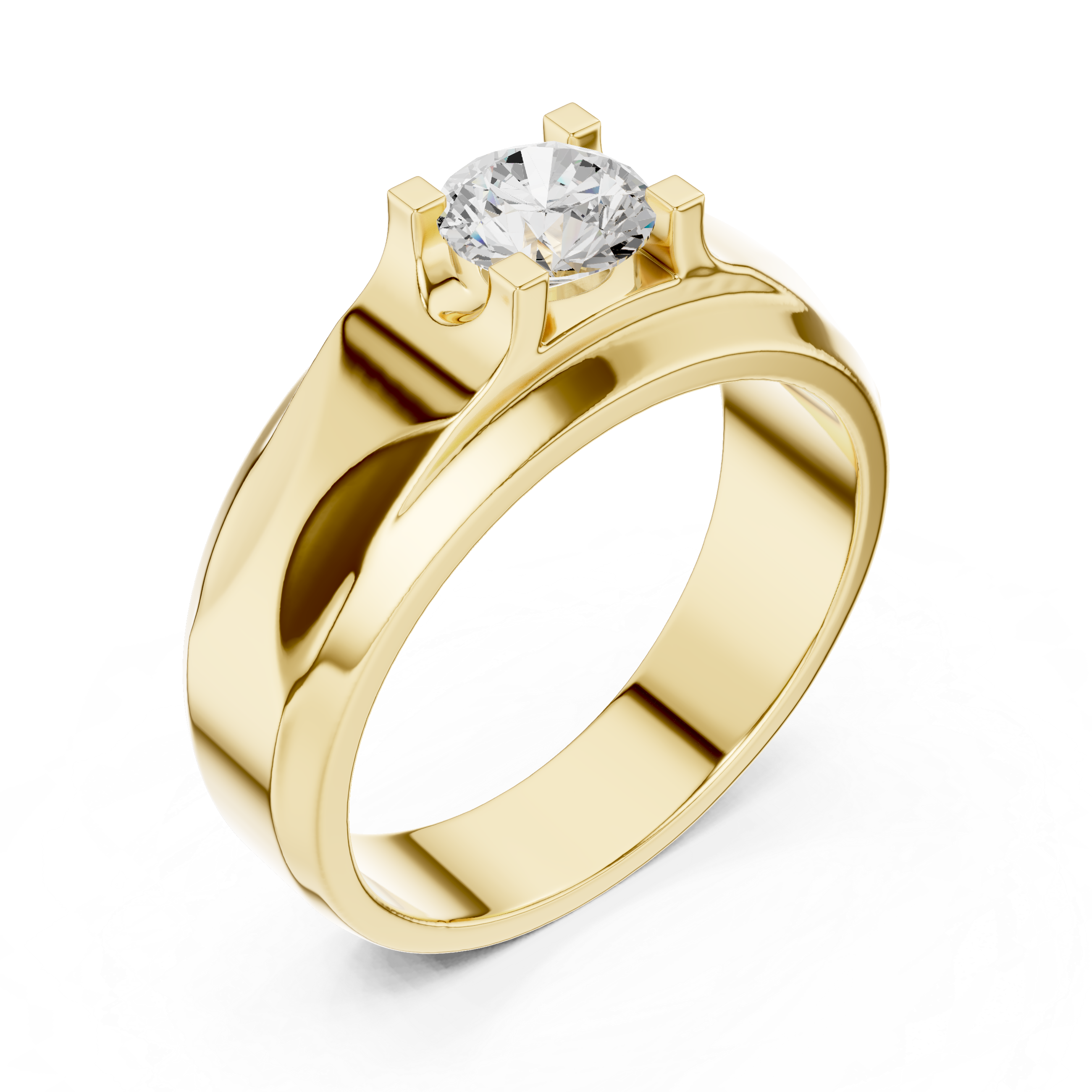 Men’s Two-Tone Solitaire Diamond Ring – 0.75 CT Modern Geometric Wedding Band