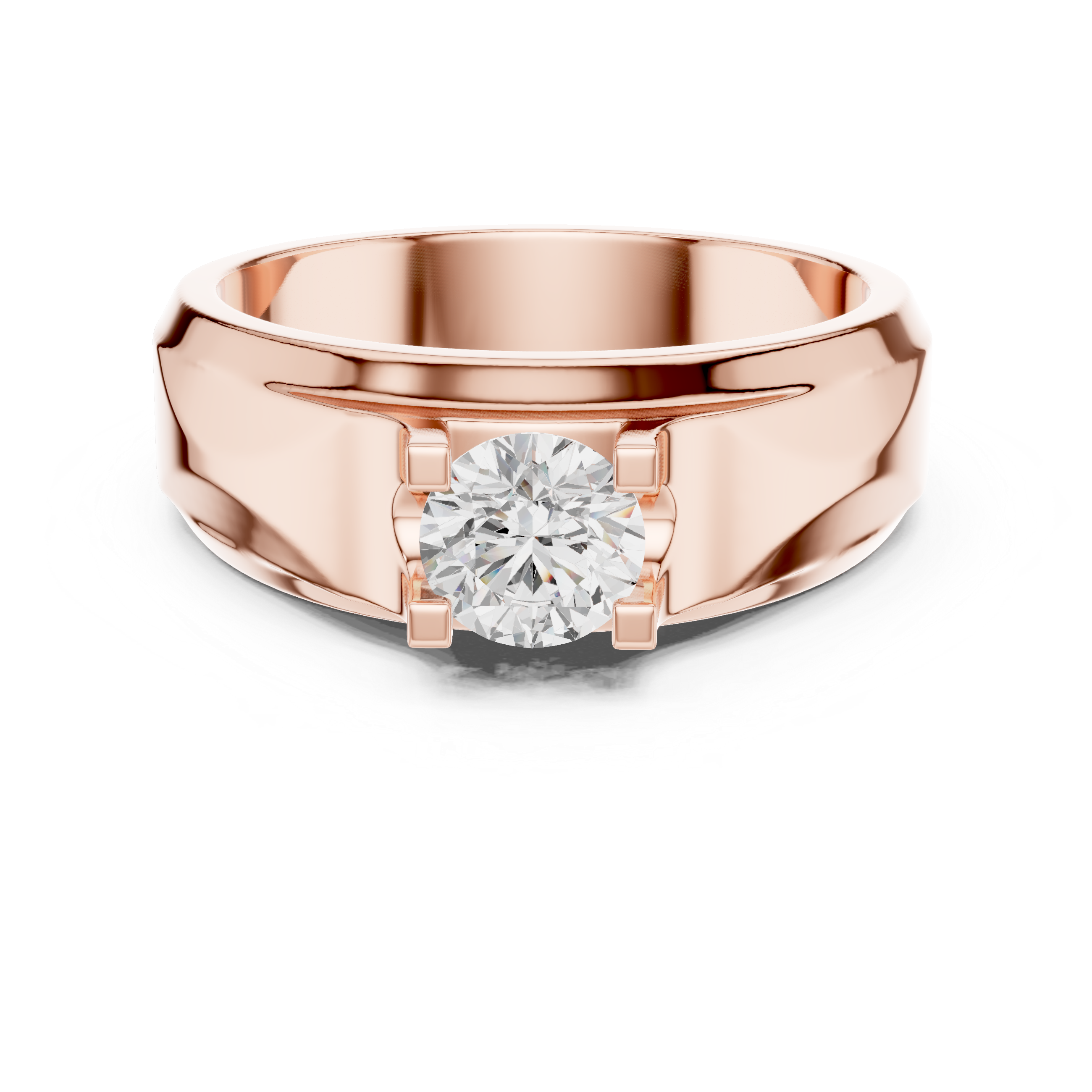 Men’s Two-Tone Solitaire Diamond Ring – 0.75 CT Modern Geometric Wedding Band