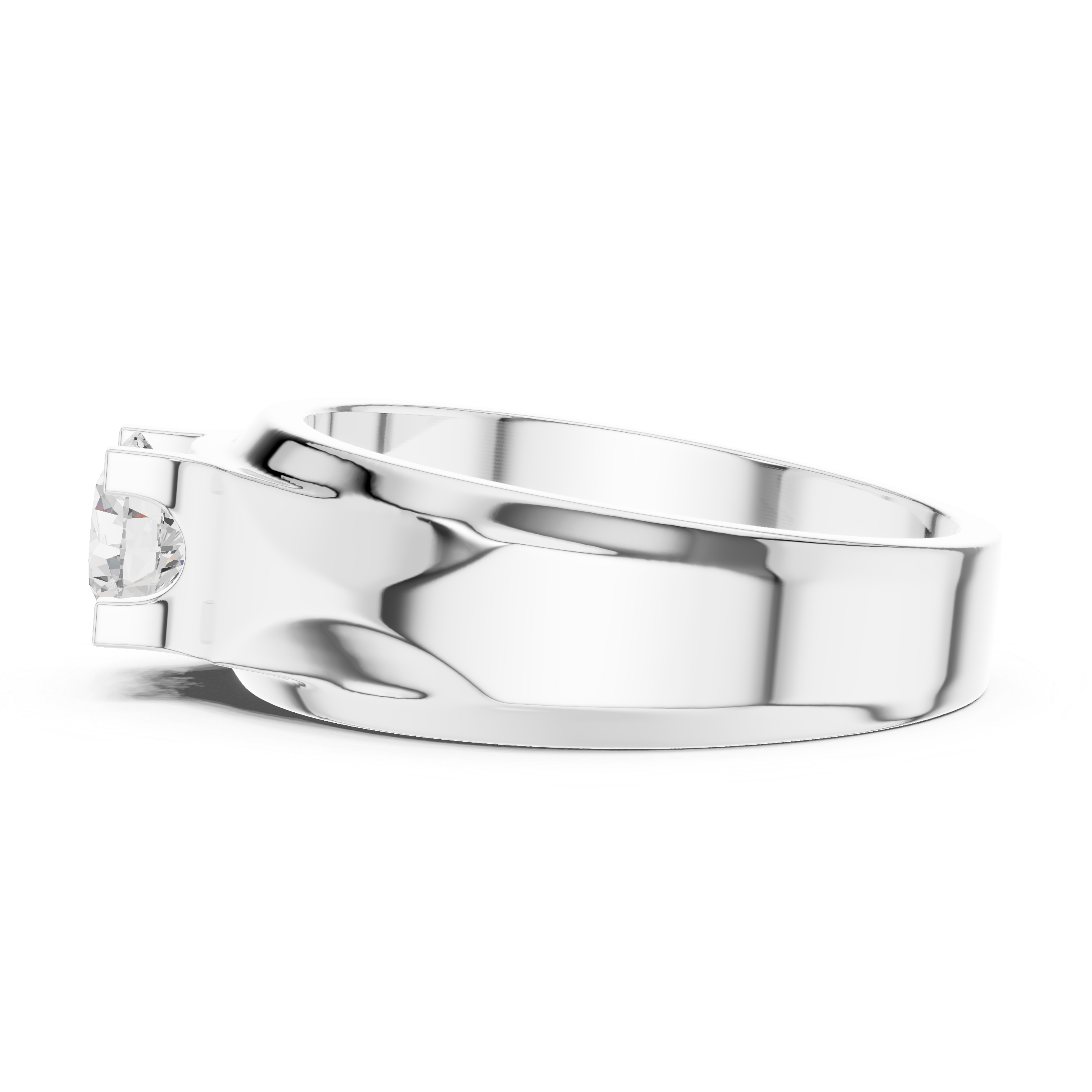 Men’s Two-Tone Solitaire Diamond Ring – 0.75 CT Modern Geometric Wedding Band