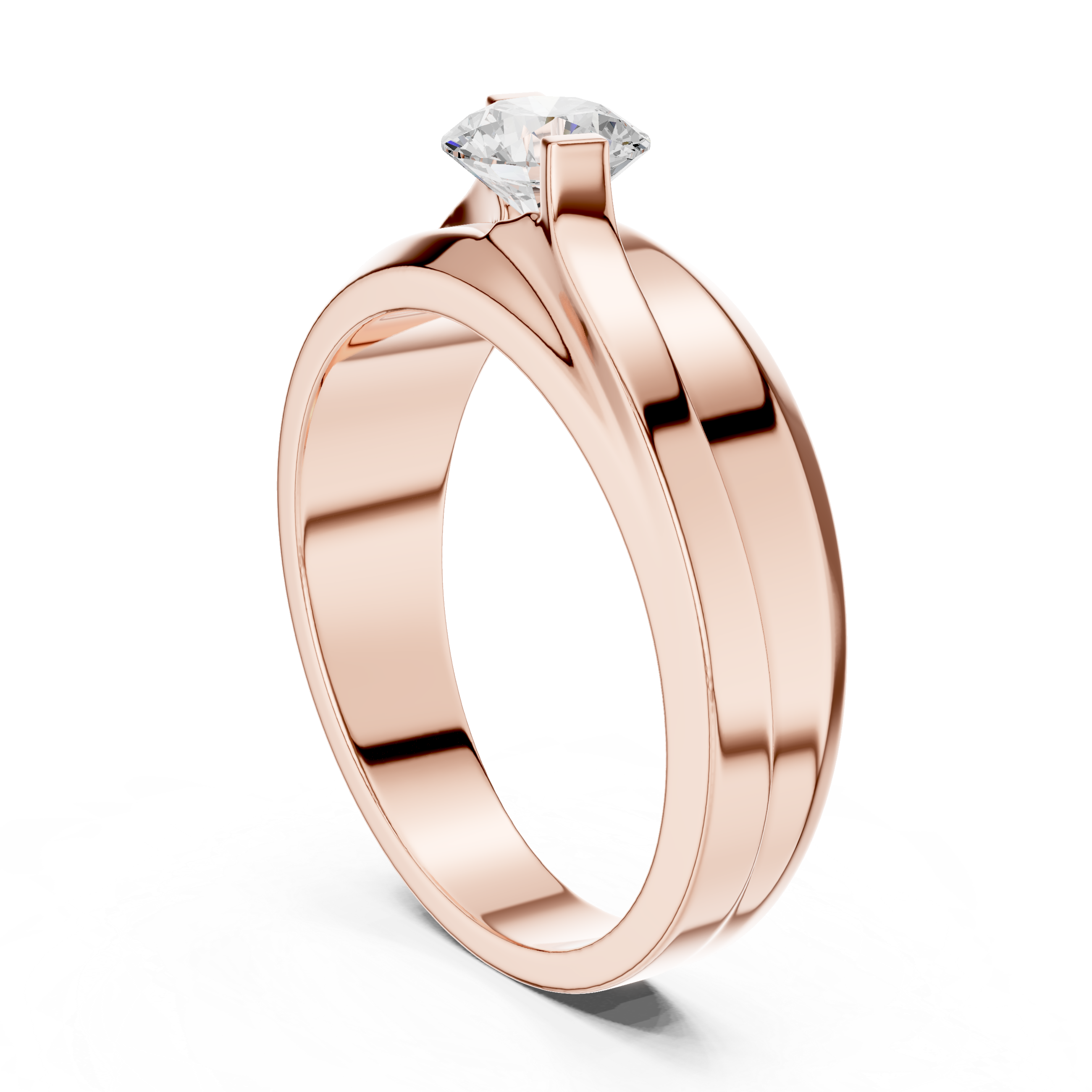 Men’s Two-Tone Solitaire Diamond Ring – Modern Crossover Band with 0.75 CT Center Stone