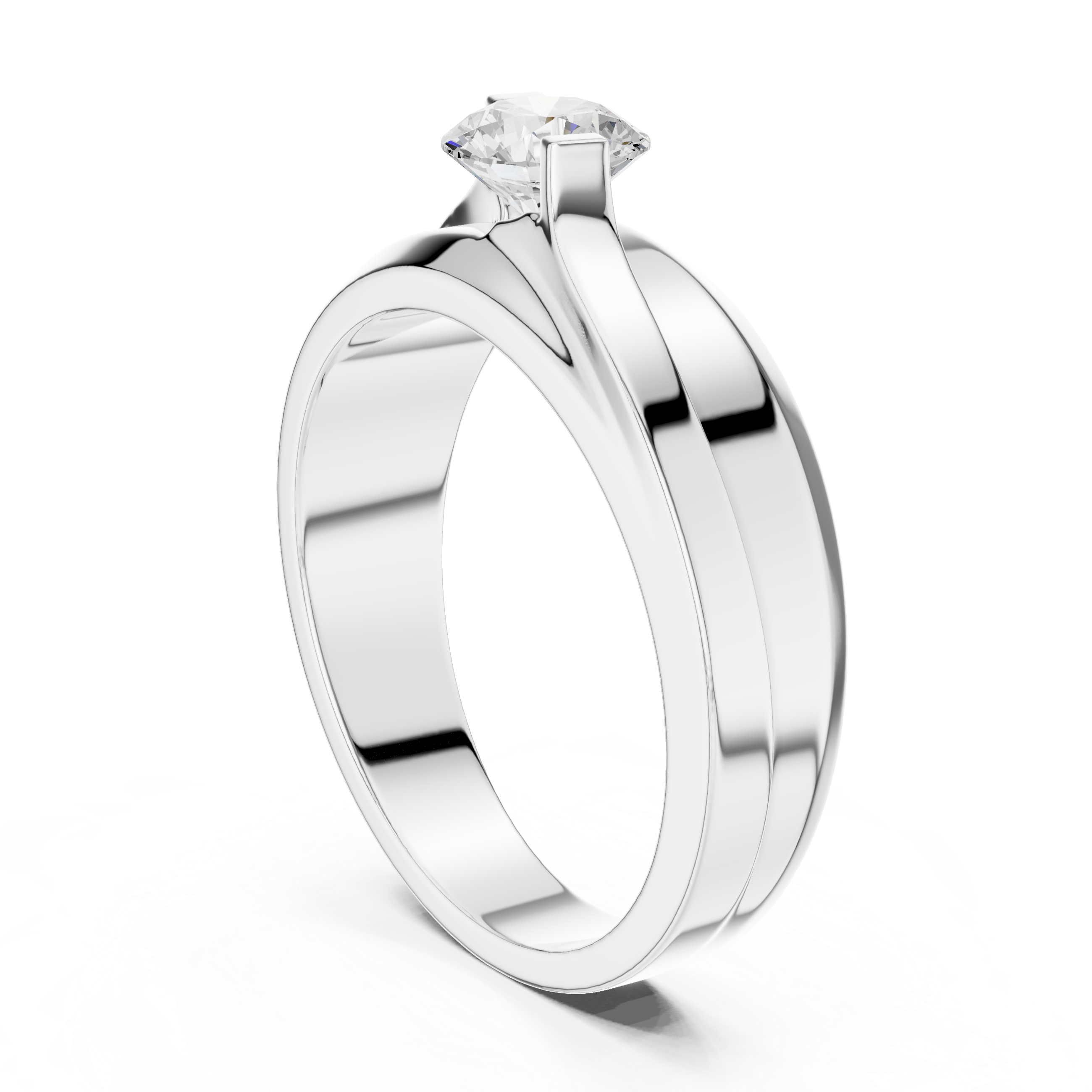 Men’s Two-Tone Solitaire Diamond Ring – Modern Crossover Band with 0.75 CT Center Stone