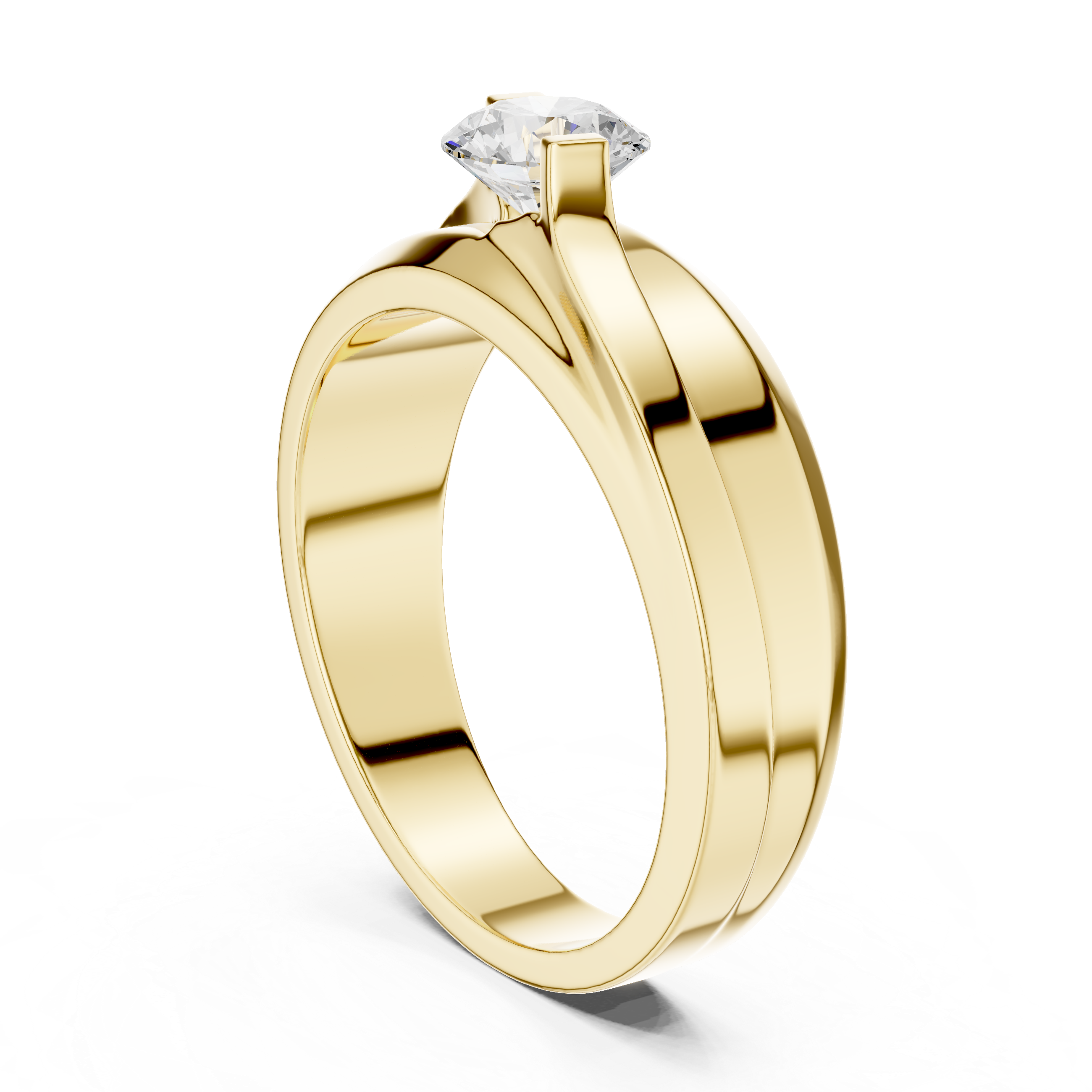 Men’s Two-Tone Solitaire Diamond Ring – Modern Crossover Band with 0.75 CT Center Stone