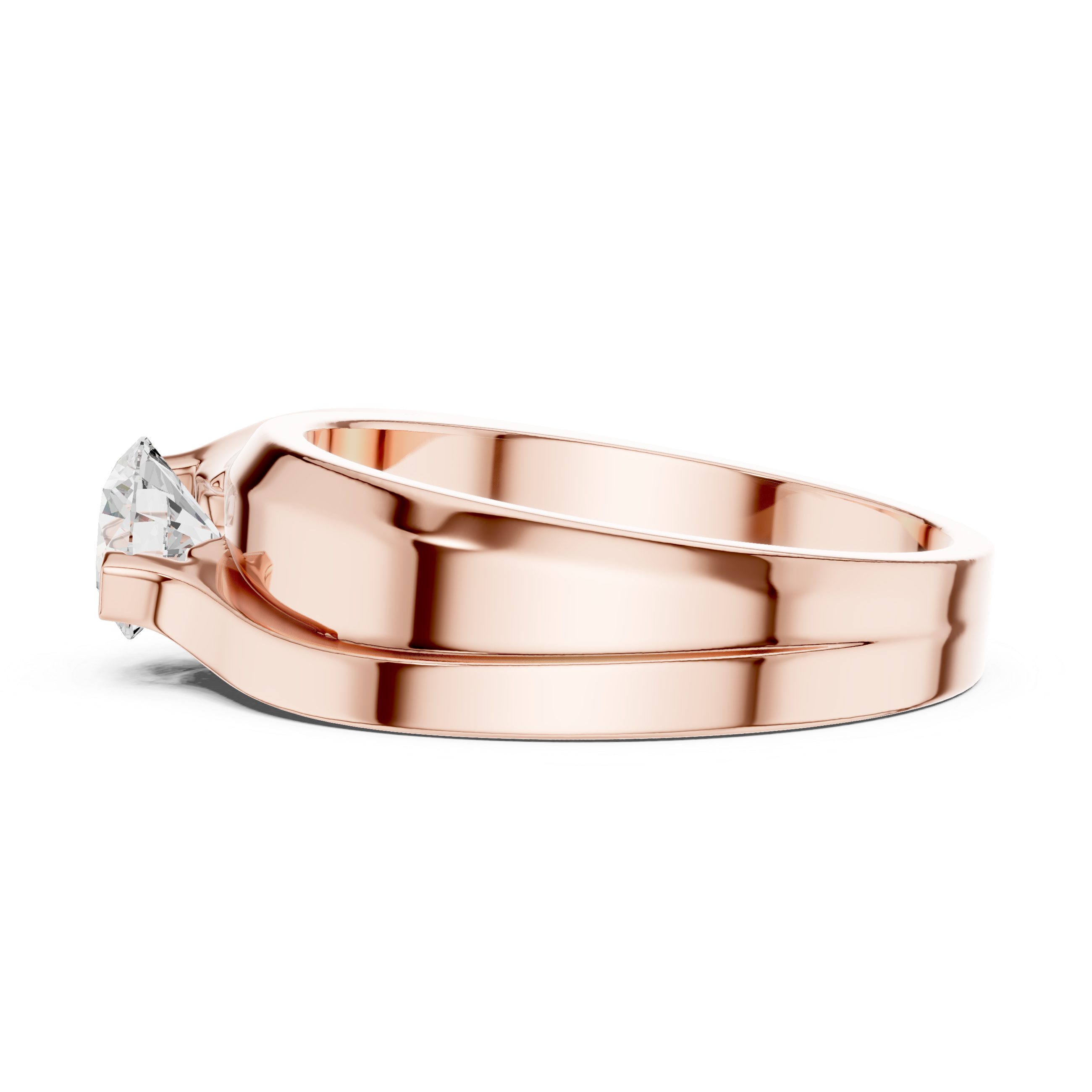 Men’s Two-Tone Solitaire Diamond Ring – Modern Crossover Band with 0.75 CT Center Stone