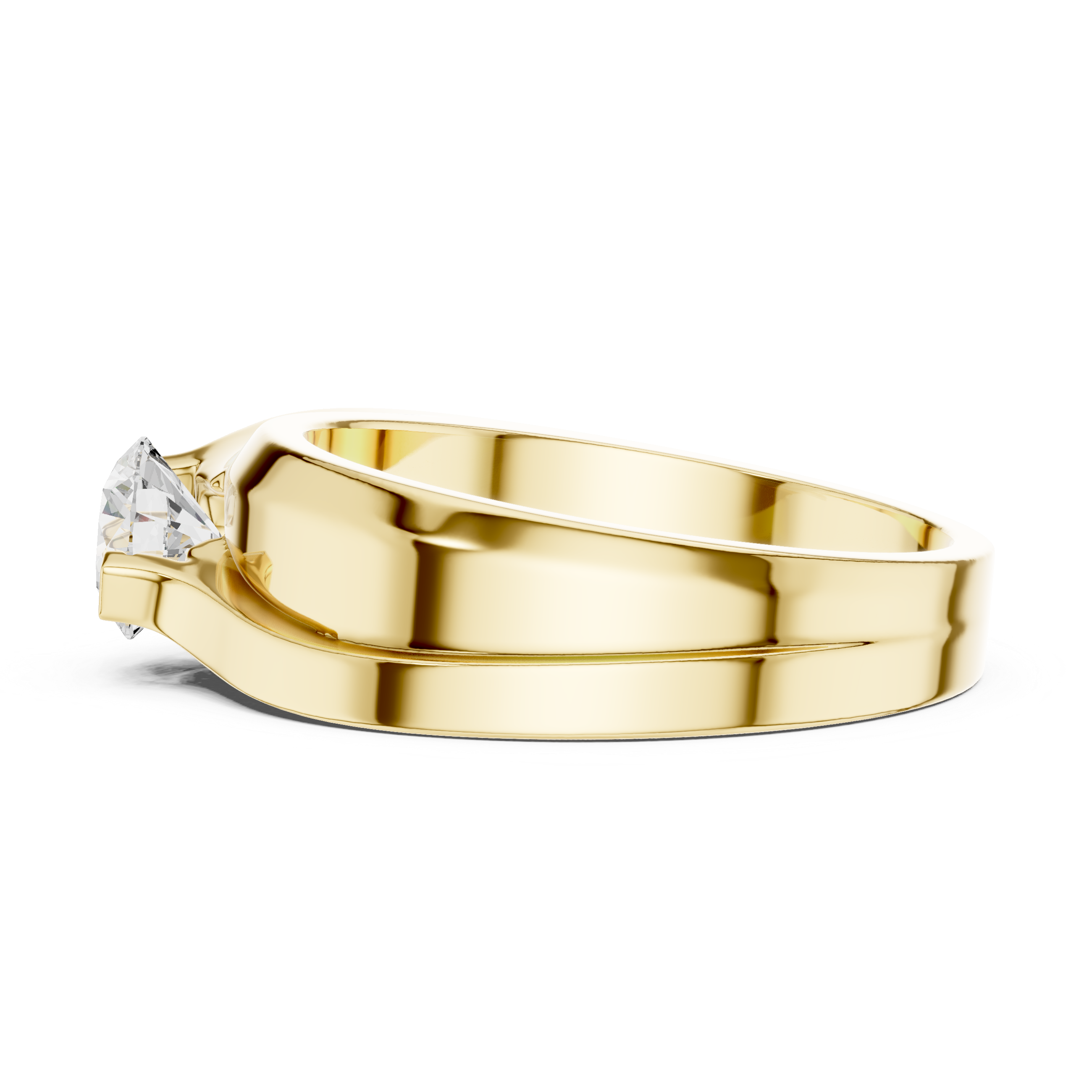 Men’s Two-Tone Solitaire Diamond Ring – Modern Crossover Band with 0.75 CT Center Stone