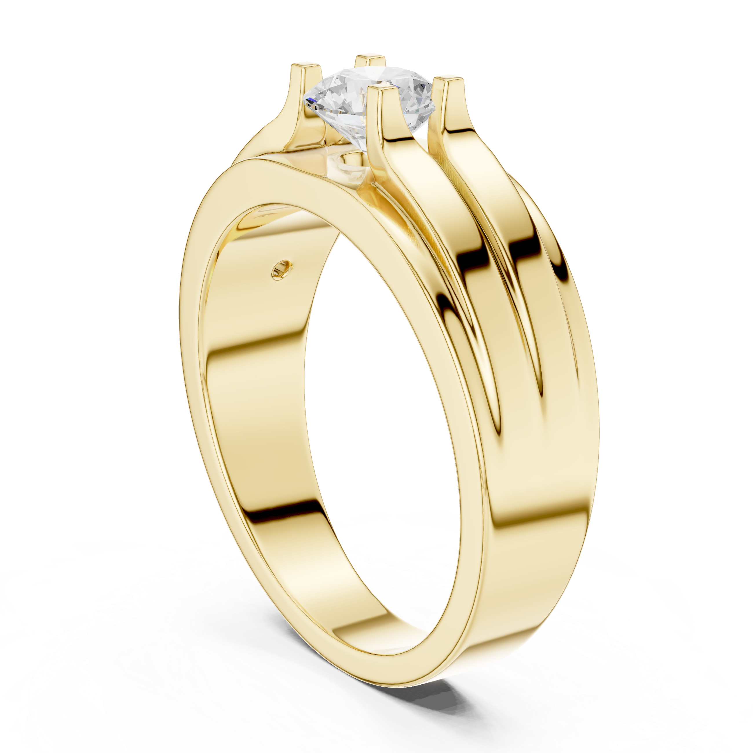 Men’s Two-Tone Solitaire Diamond Ring – 0.75 CT Modern Parallel Band Design