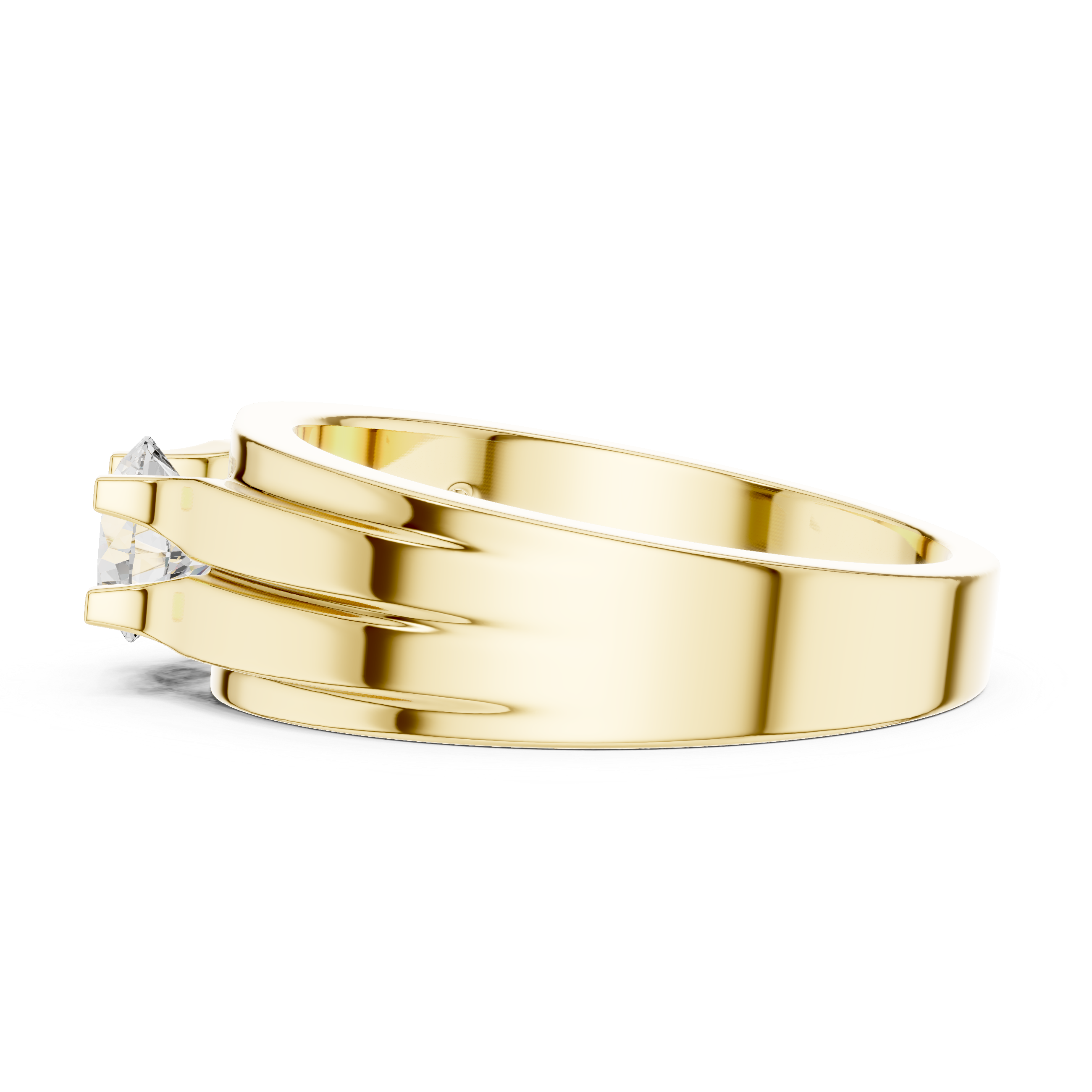 Men’s Two-Tone Solitaire Diamond Ring – 0.75 CT Modern Parallel Band Design