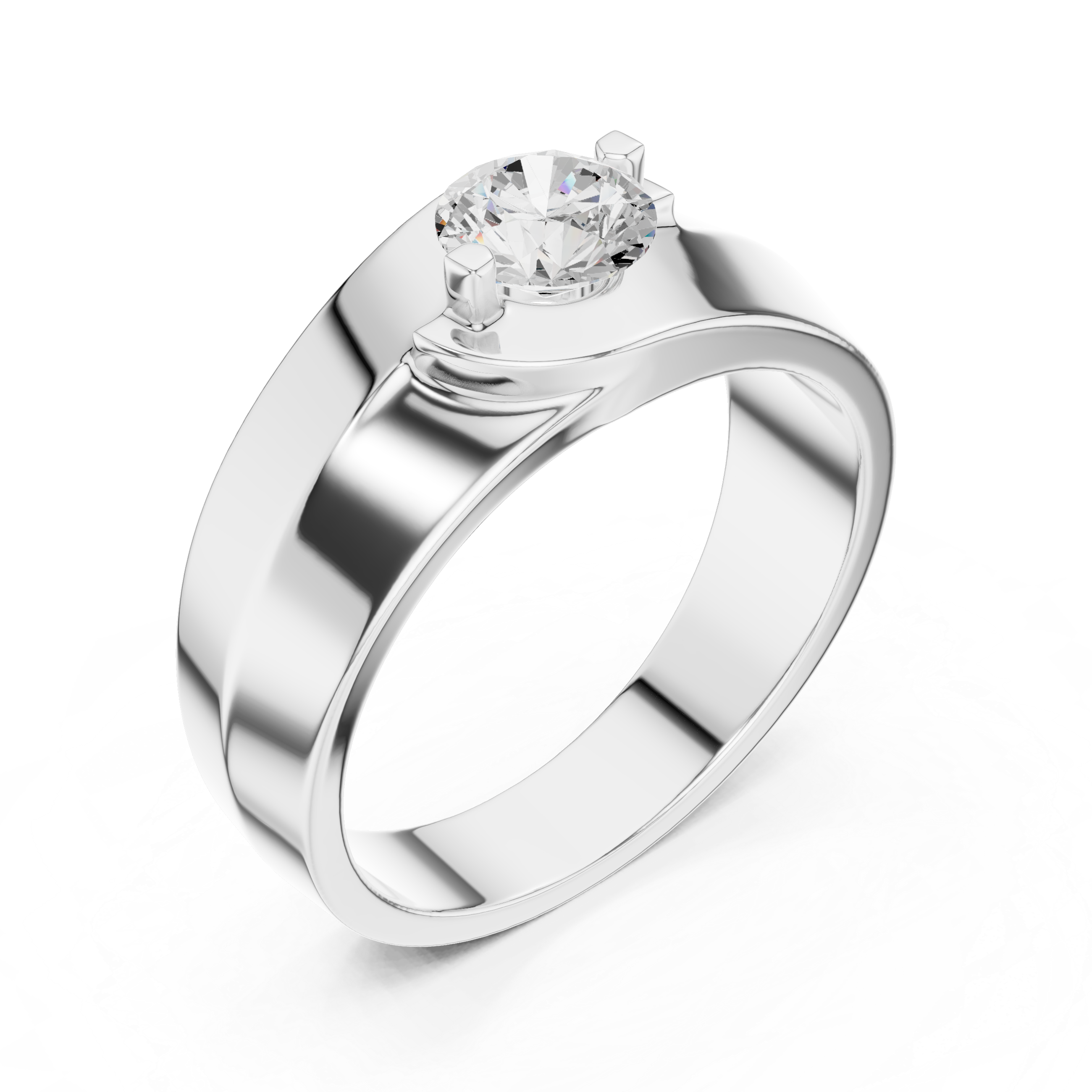 Men’s Two-Tone Solitaire Diamond Ring – Modern Split-Face Engagement Band with 0.75 CT Center Stone