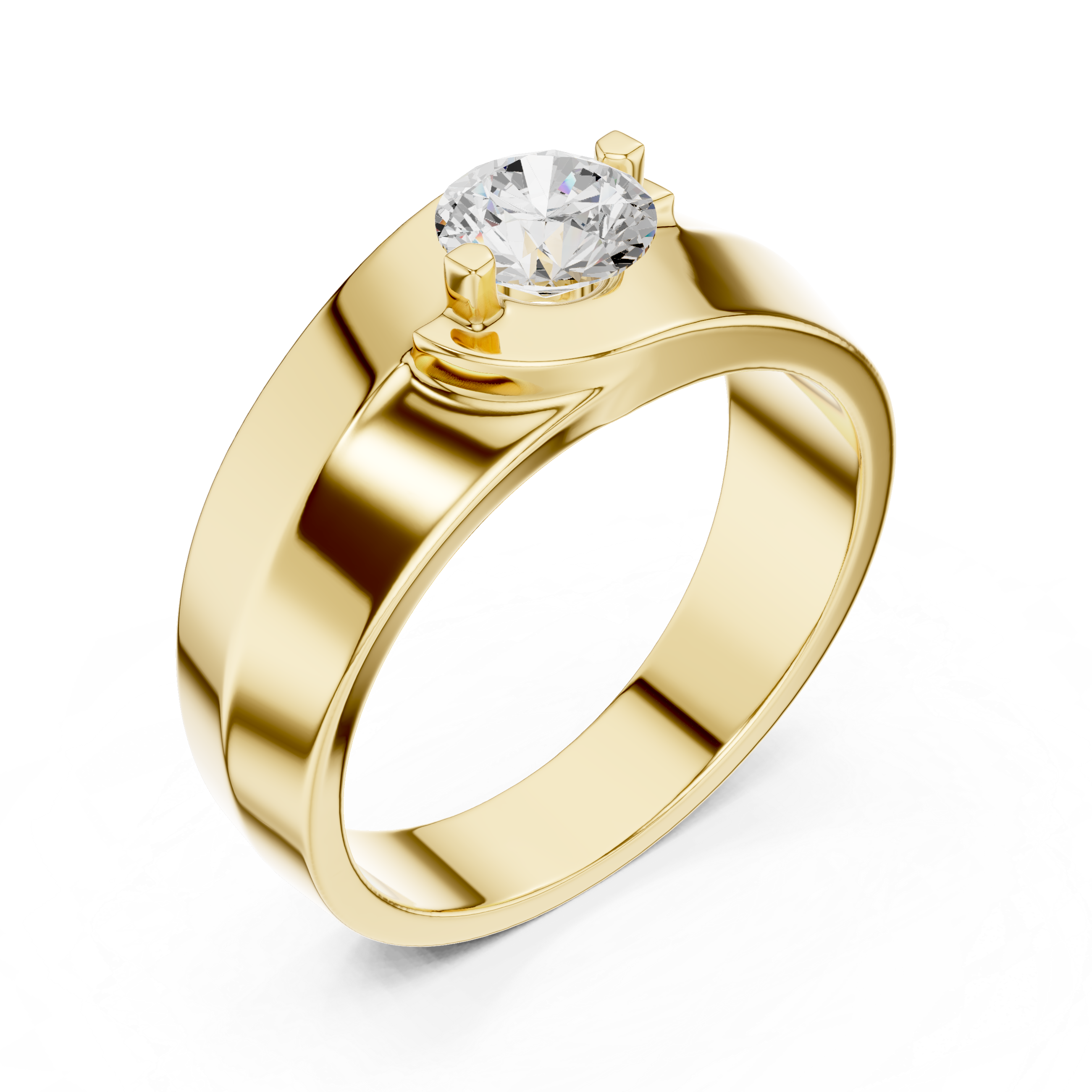 Men’s Two-Tone Solitaire Diamond Ring – Modern Split-Face Engagement Band with 0.75 CT Center Stone
