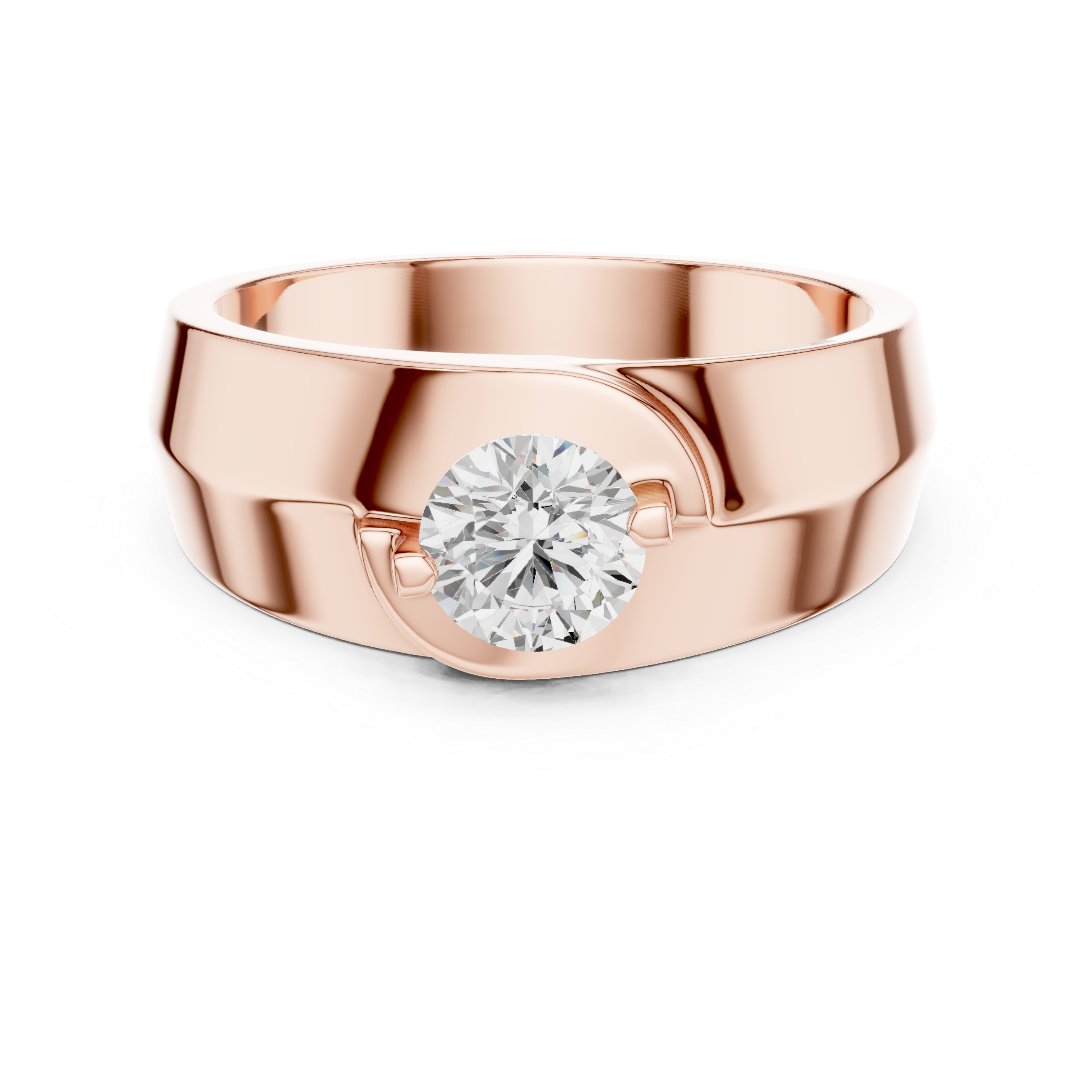 Men’s Two-Tone Solitaire Diamond Ring – Modern Split-Face Engagement Band with 0.75 CT Center Stone