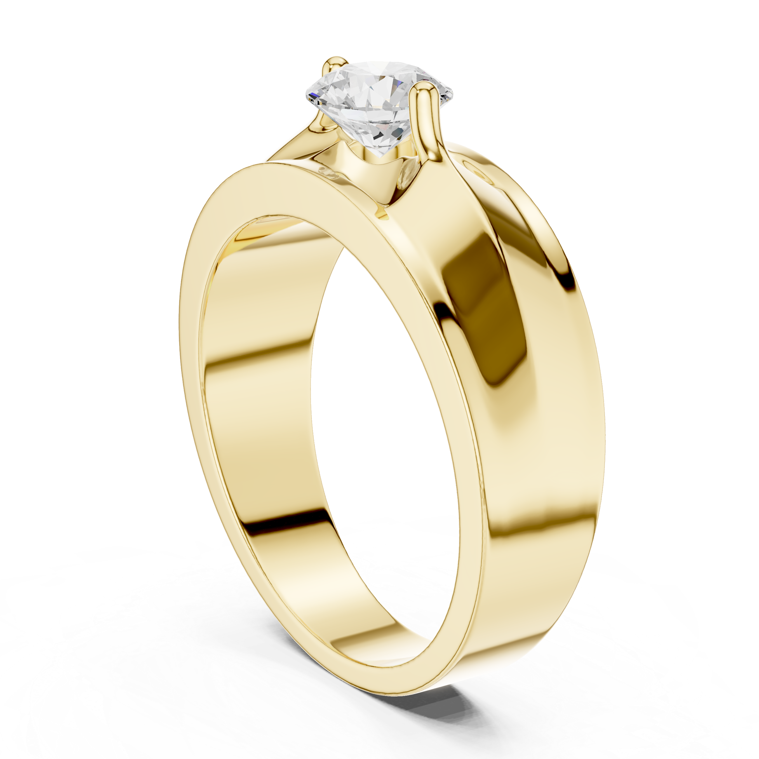 Men’s Two-Tone Solitaire Diamond Ring – Brushed Center Band with 0.75 CT Round Stone