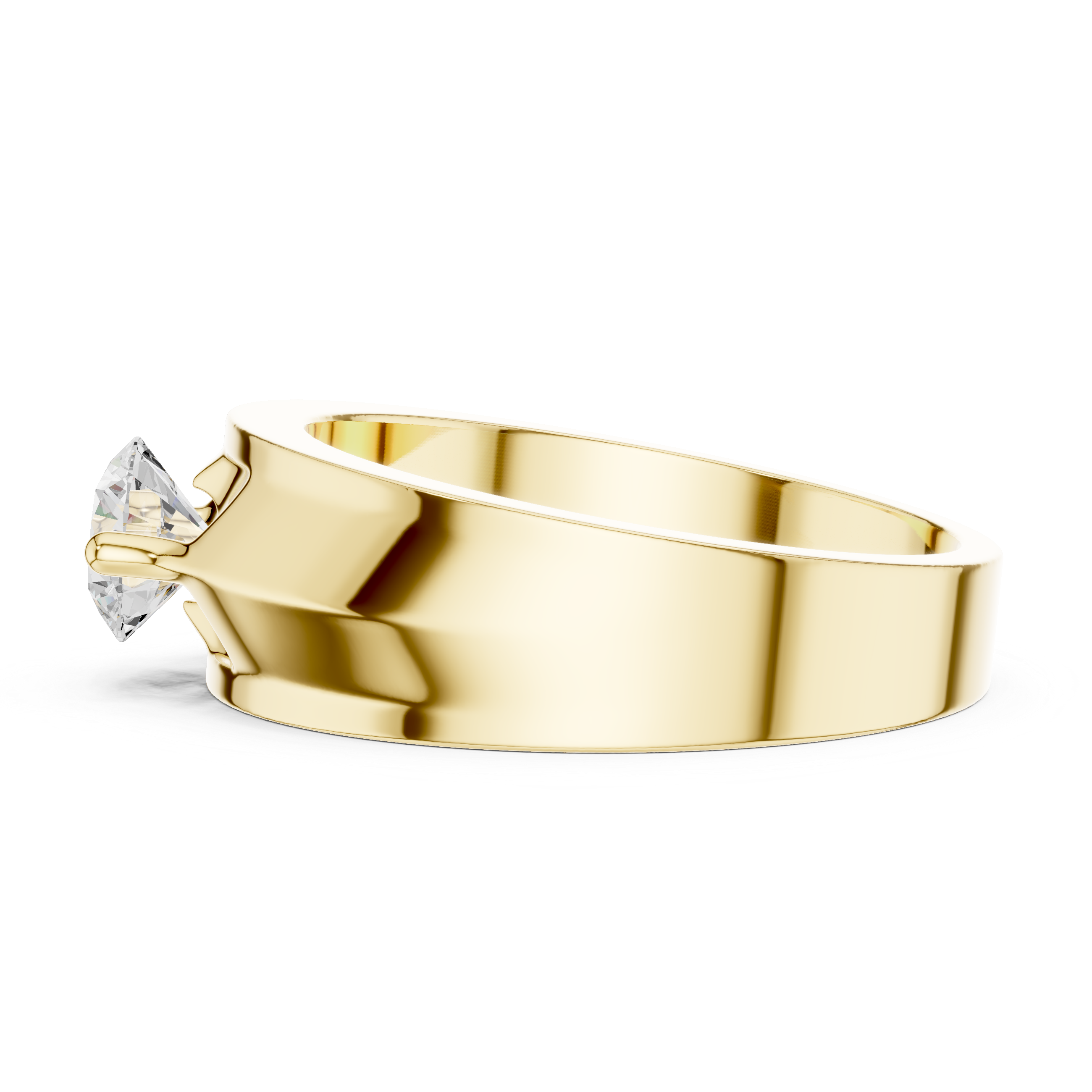 Men’s Two-Tone Solitaire Diamond Ring – Brushed Center Band with 0.75 CT Round Stone