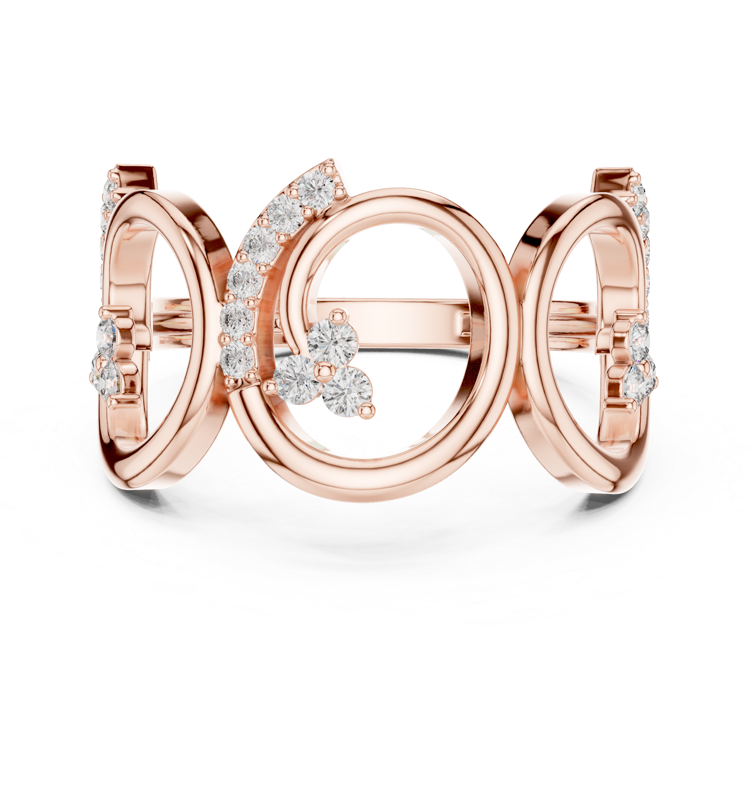 Modern Triple Circle Diamond Ring – Openwork Geometric Statement Ring for Women