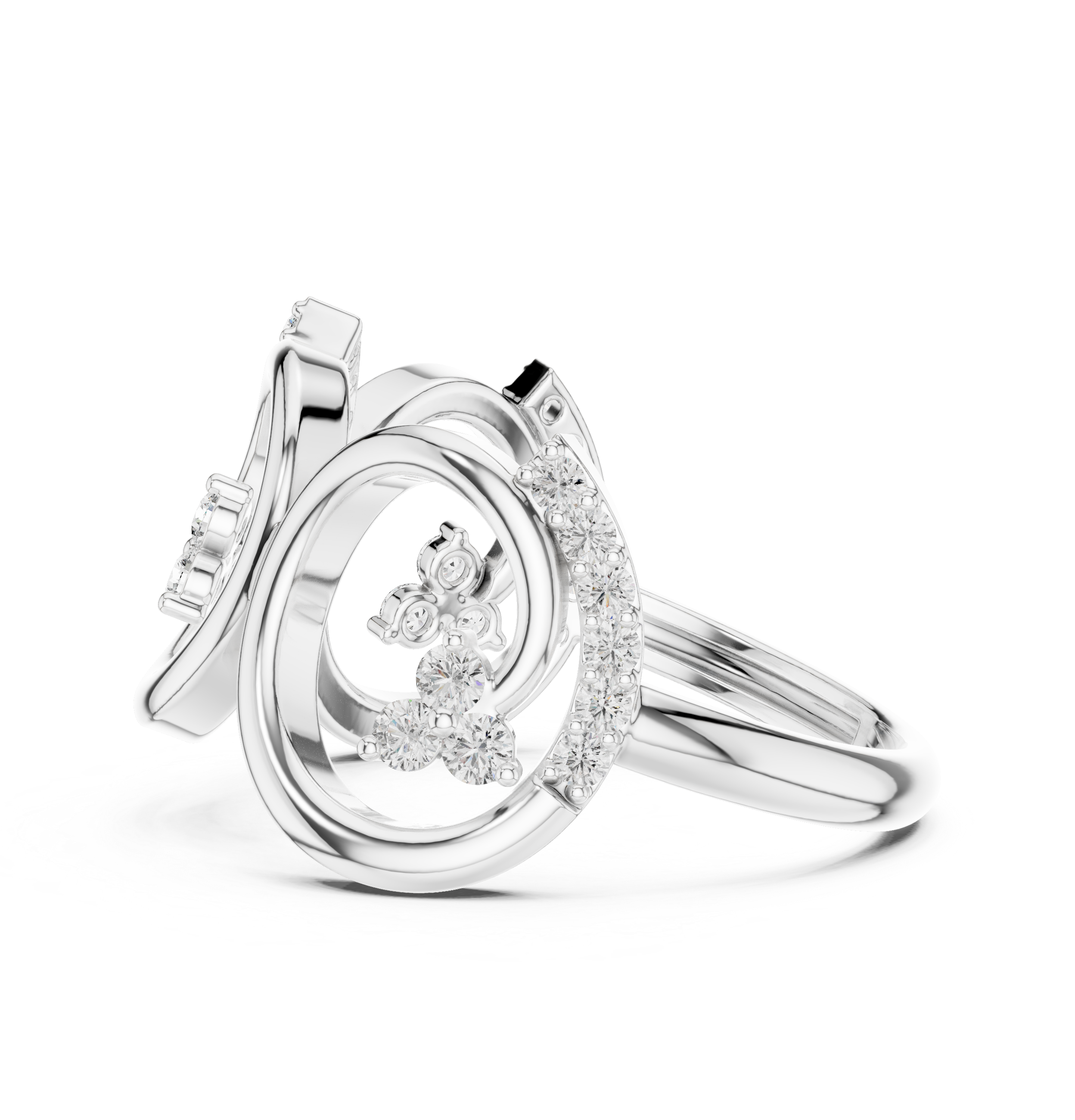 Modern Triple Circle Diamond Ring – Openwork Geometric Statement Ring for Women