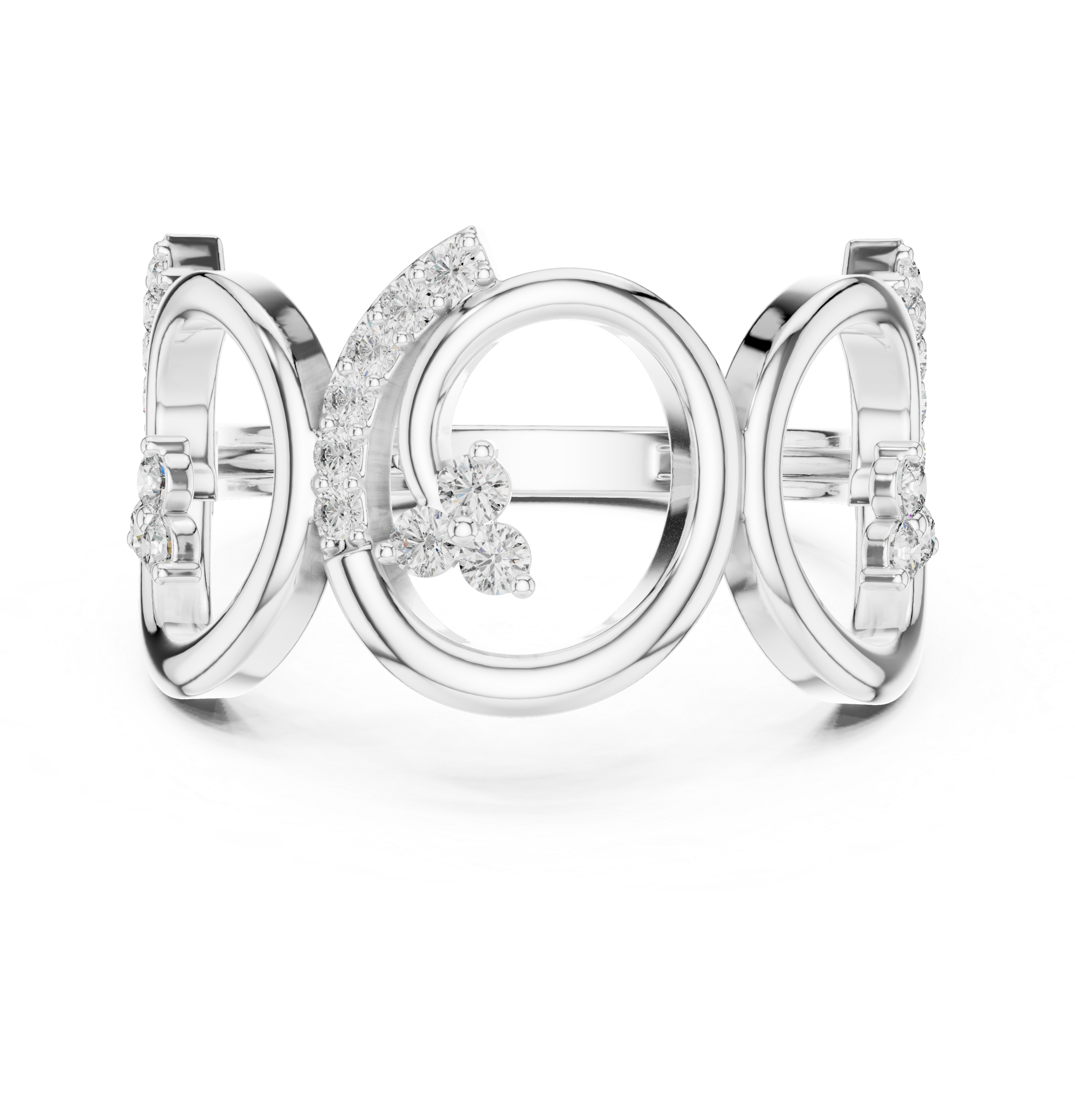 Modern Triple Circle Diamond Ring – Openwork Geometric Statement Ring for Women