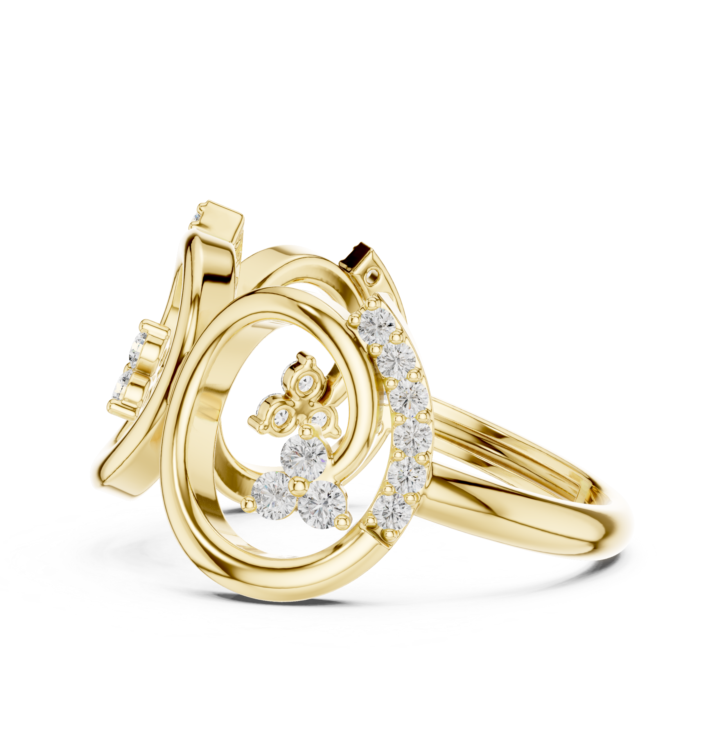 Modern Triple Circle Diamond Ring – Openwork Geometric Statement Ring for Women