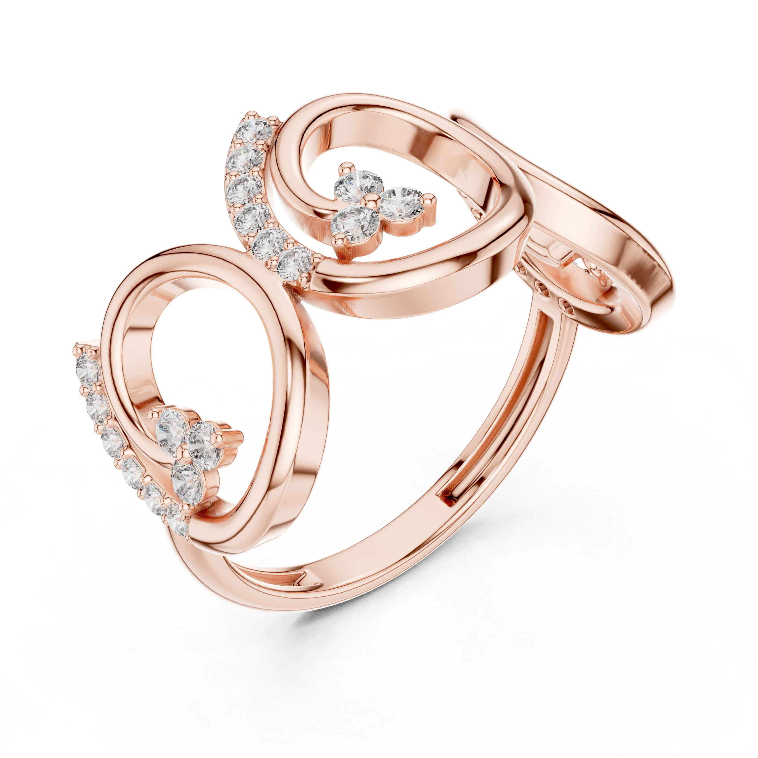 Modern Triple Circle Diamond Ring – Openwork Geometric Statement Ring for Women