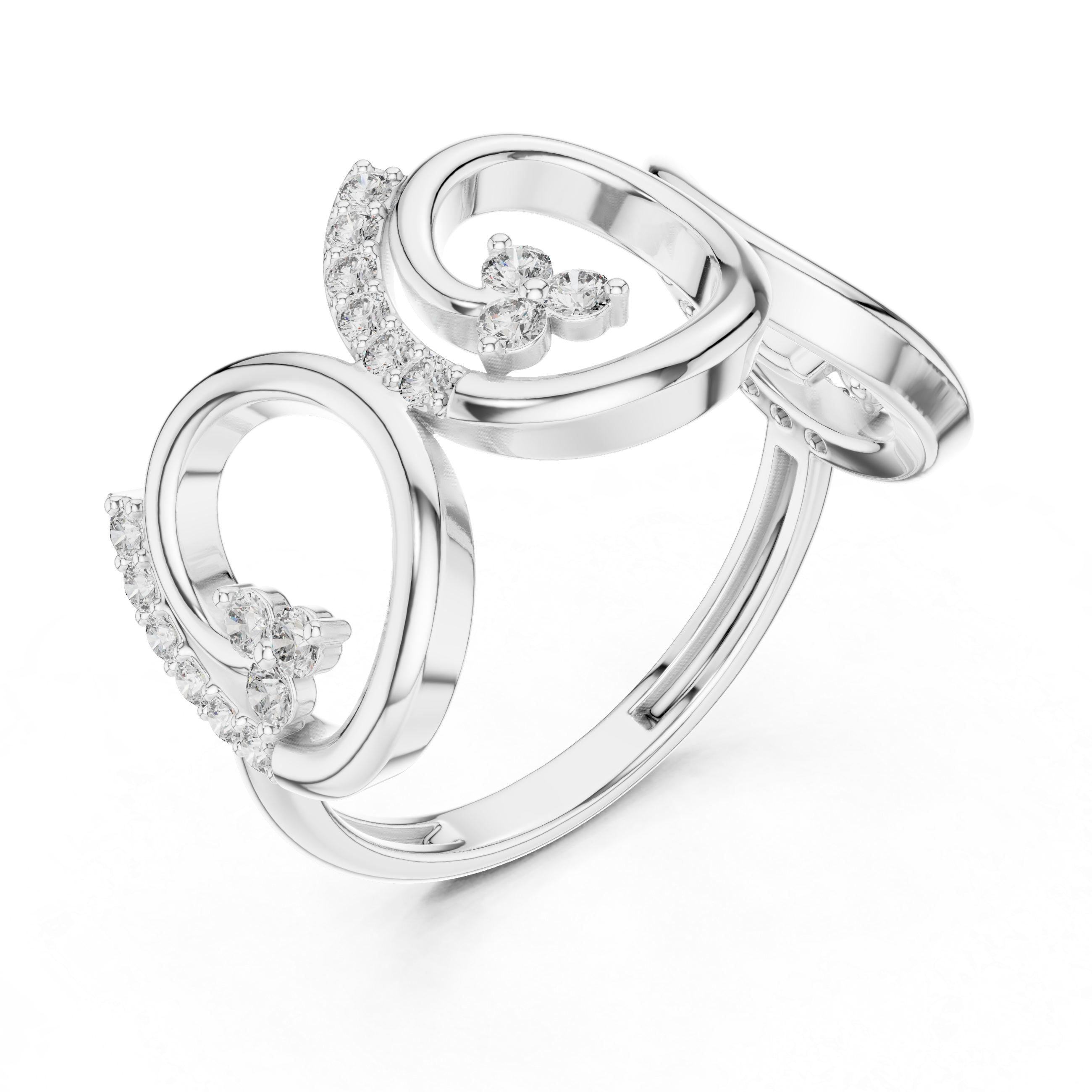 Modern Triple Circle Diamond Ring – Openwork Geometric Statement Ring for Women