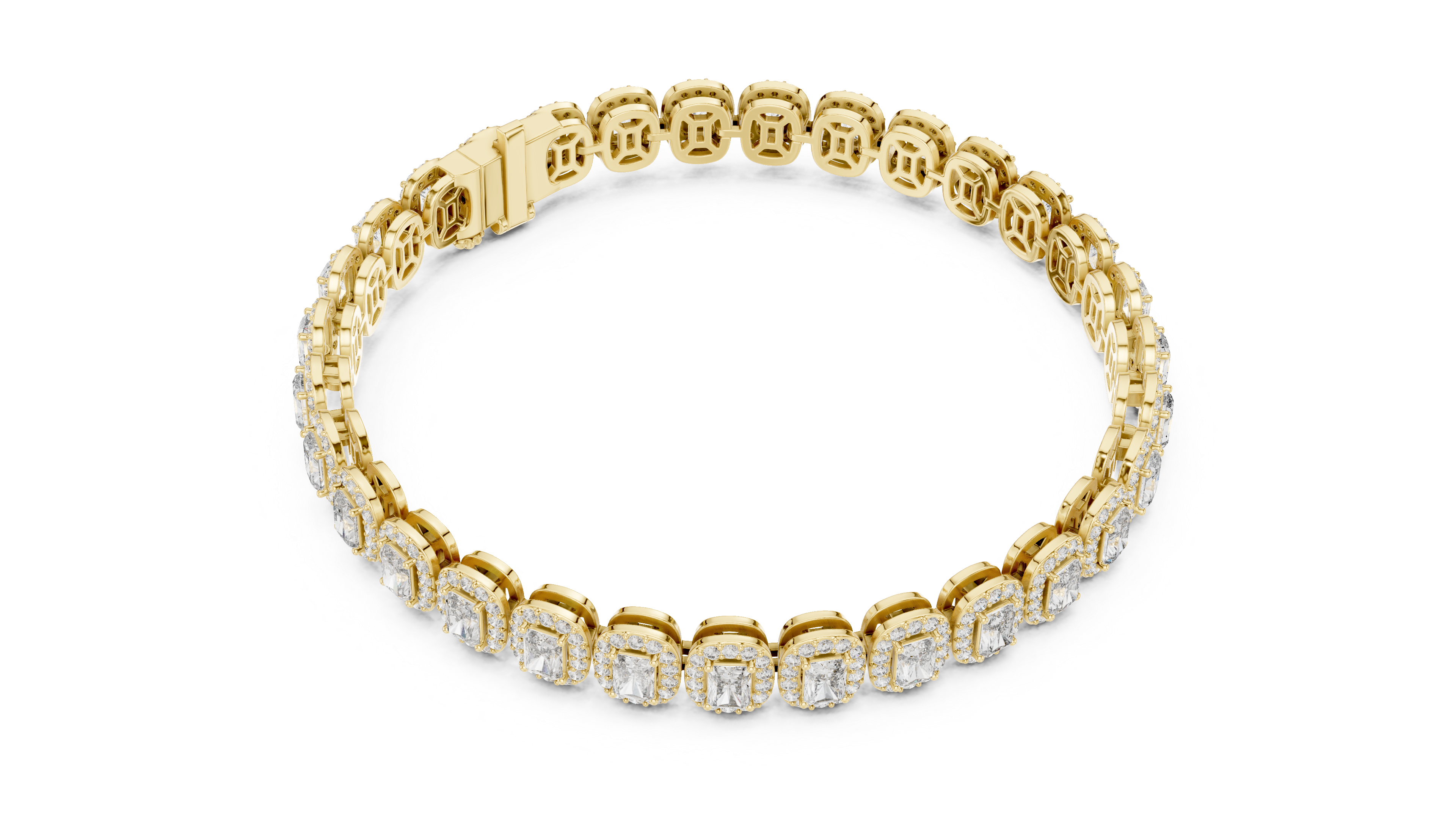 Radiant Halo Diamond Bracelet