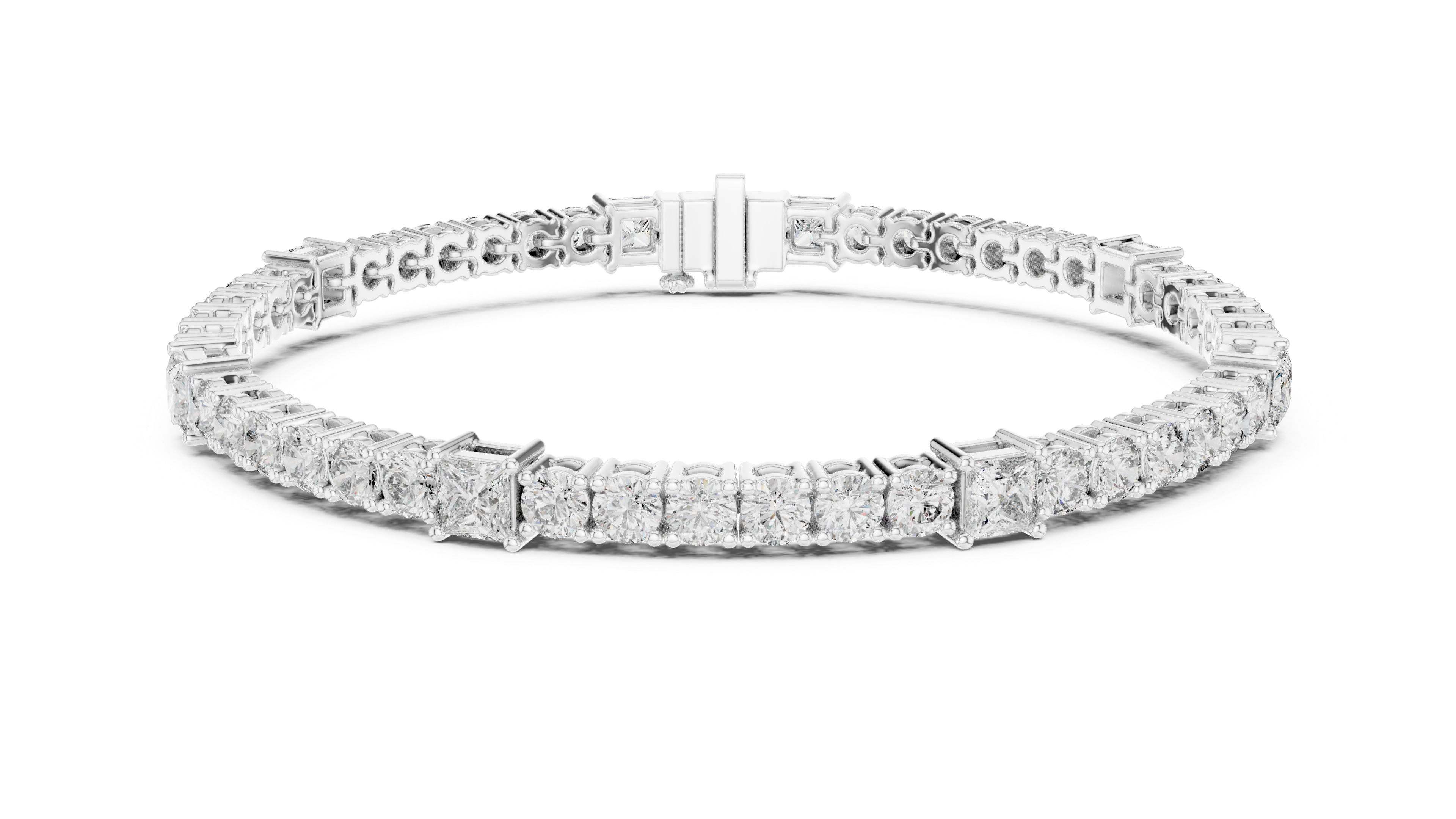 Luxury Princess Cut Diamond Tennis Bracelet