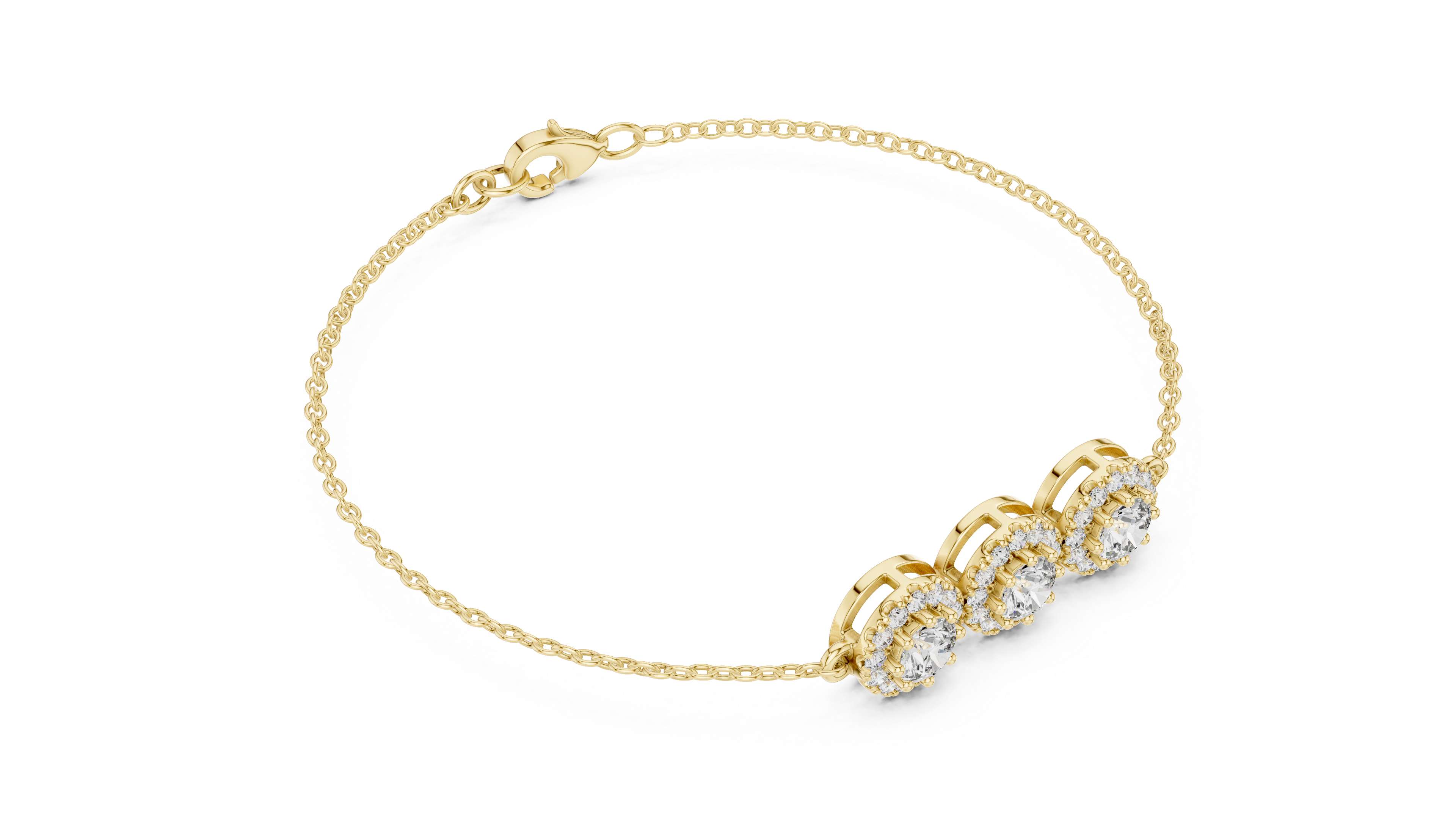 Triple Halo Diamond Bracelet