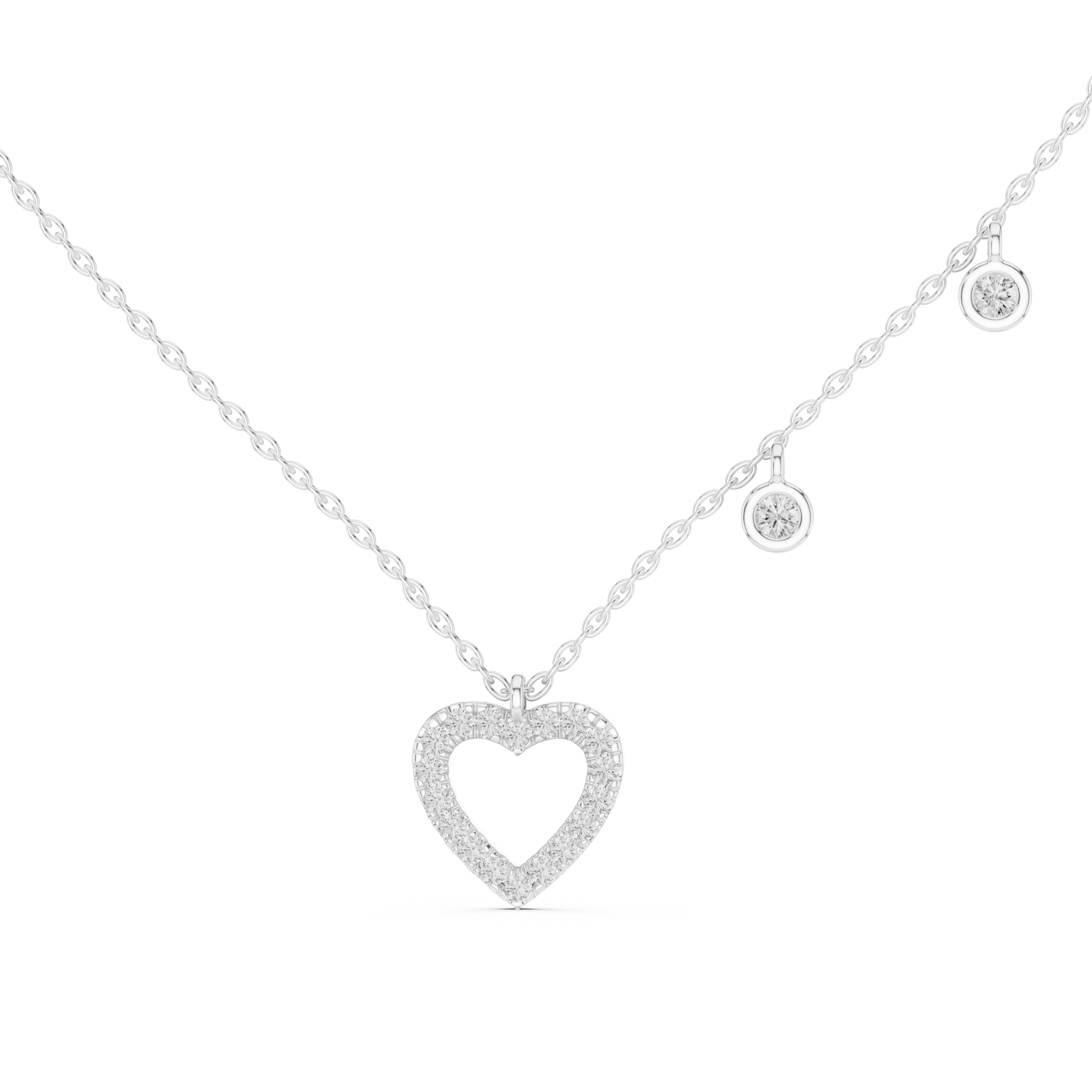 Diamond Heart Drop Necklace
