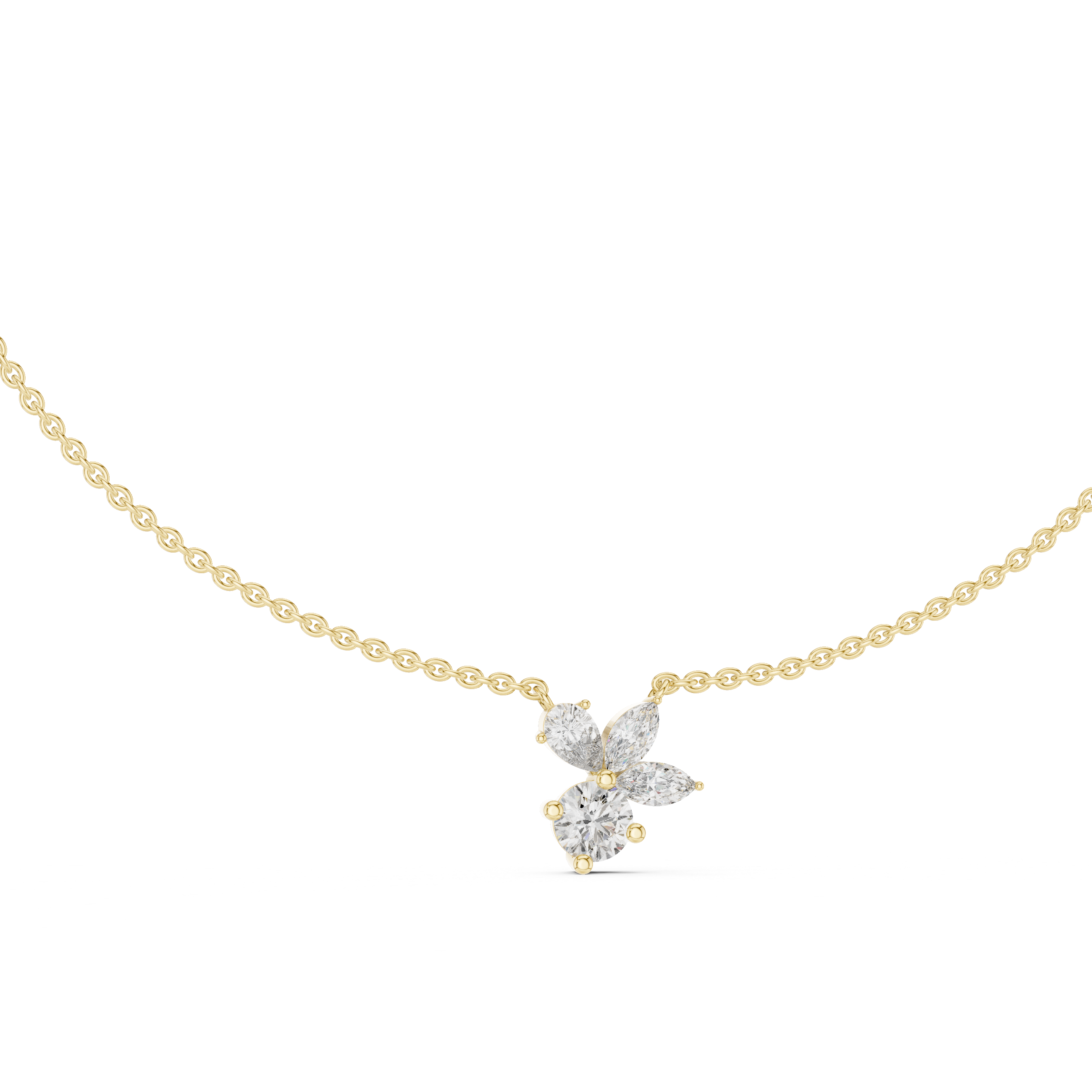 Floral Diamond Cluster Necklace