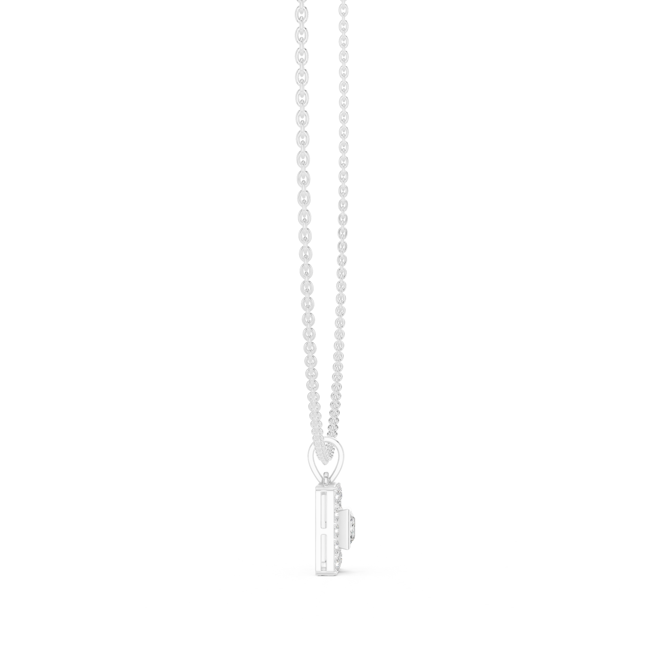 Square Halo Diamond Necklace