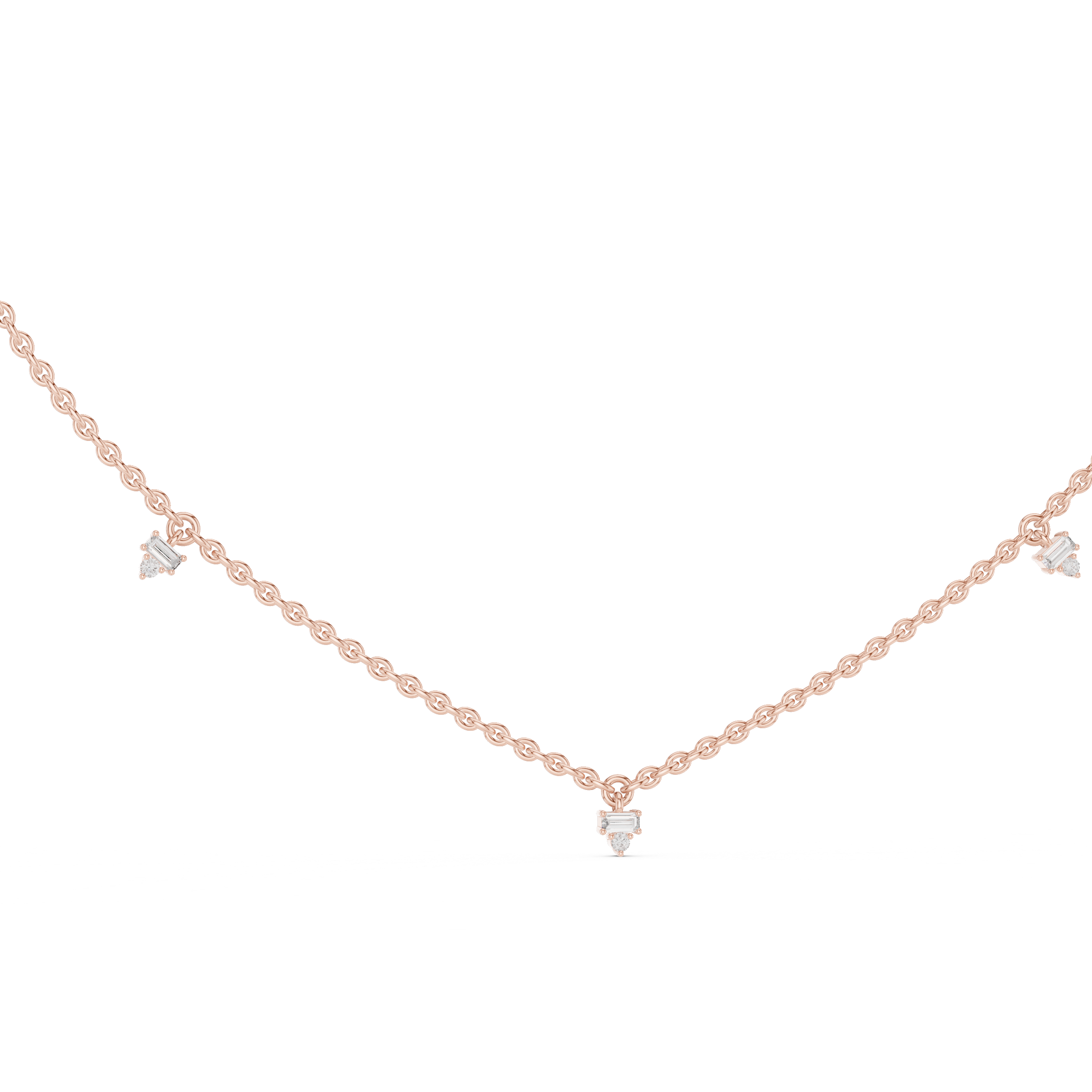 Minimal Multi Drop Diamond Necklace