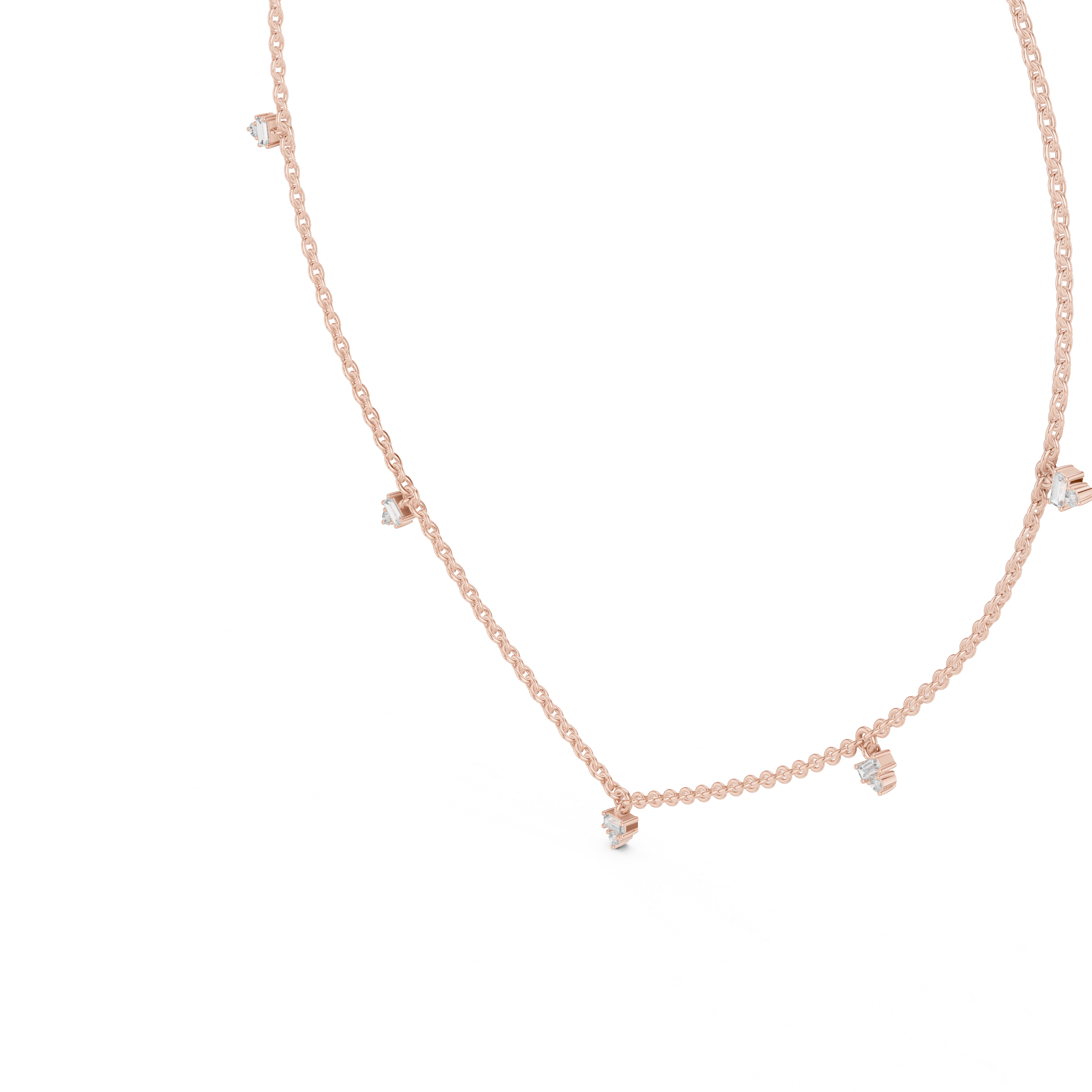 Minimal Multi Drop Diamond Necklace