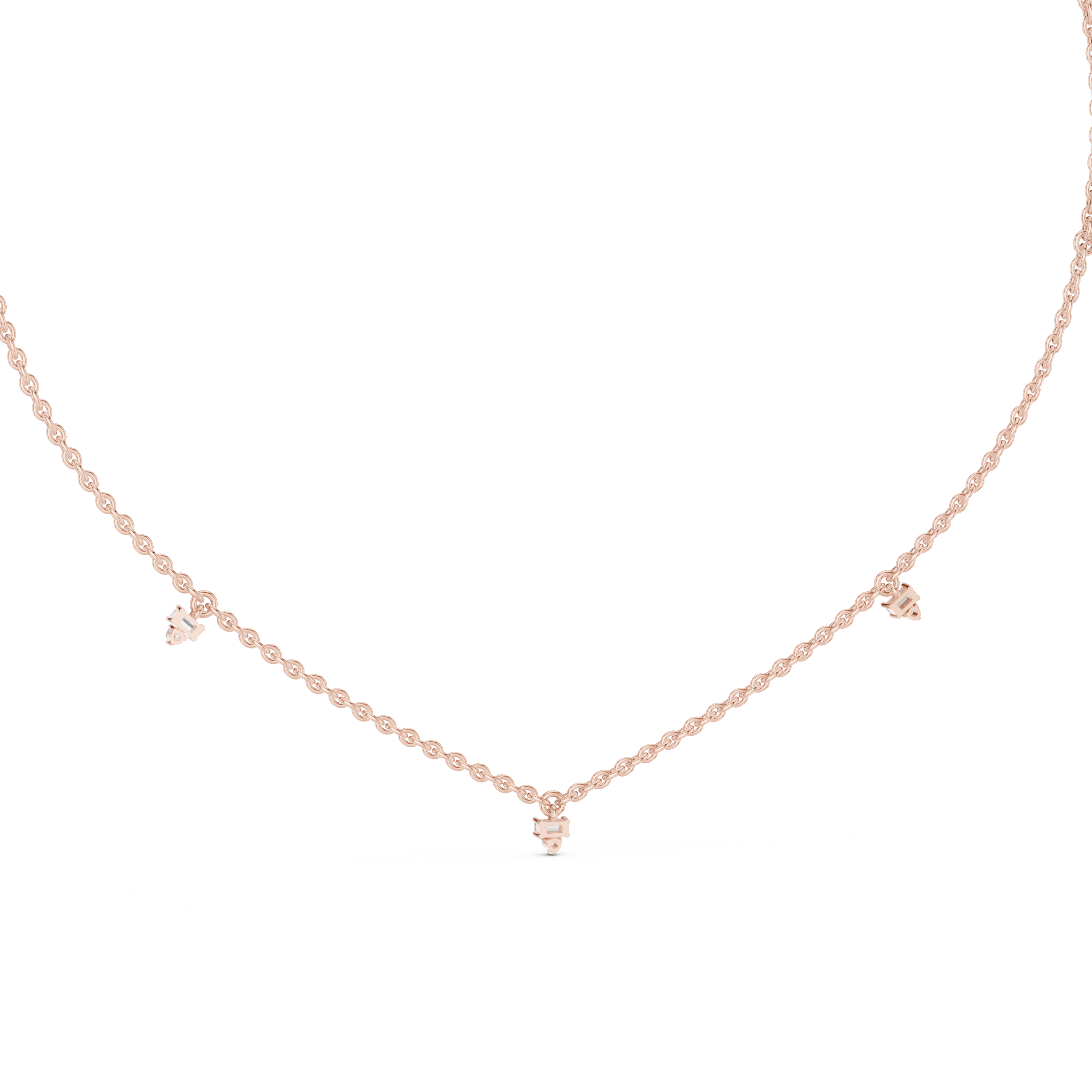 Minimal Multi Drop Diamond Necklace