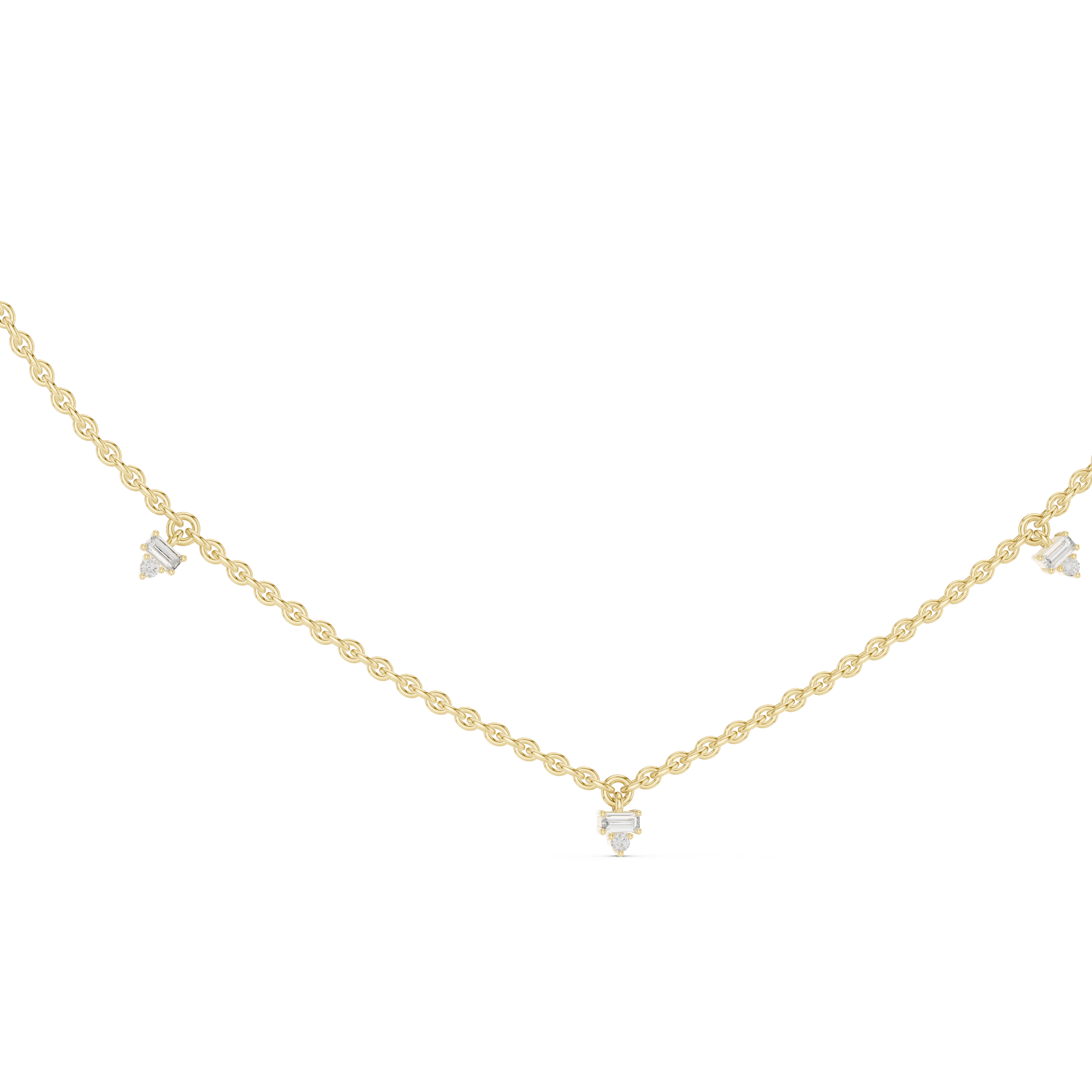 Minimal Multi Drop Diamond Necklace