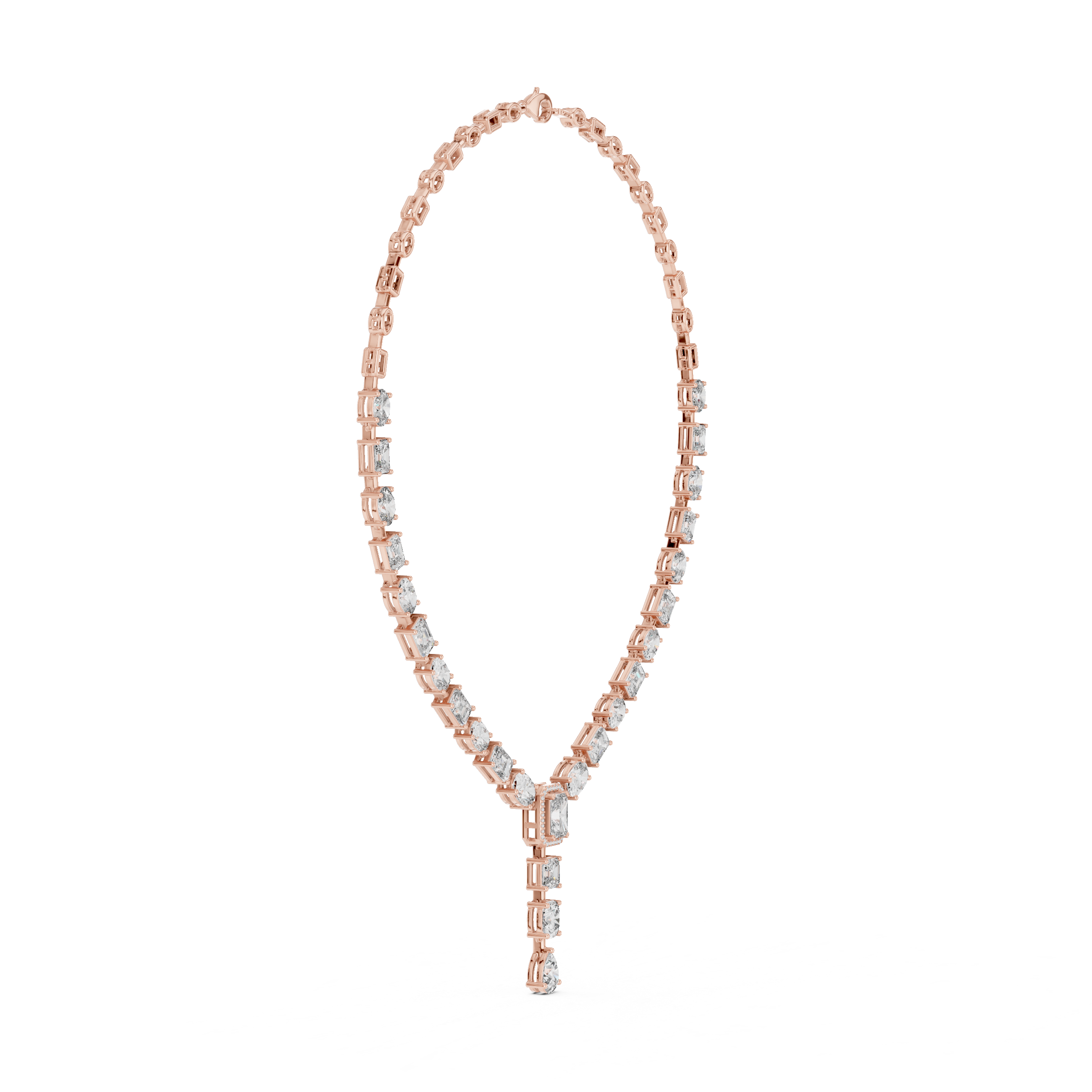 Elegant Multi Shape Drop Diamond Necklace