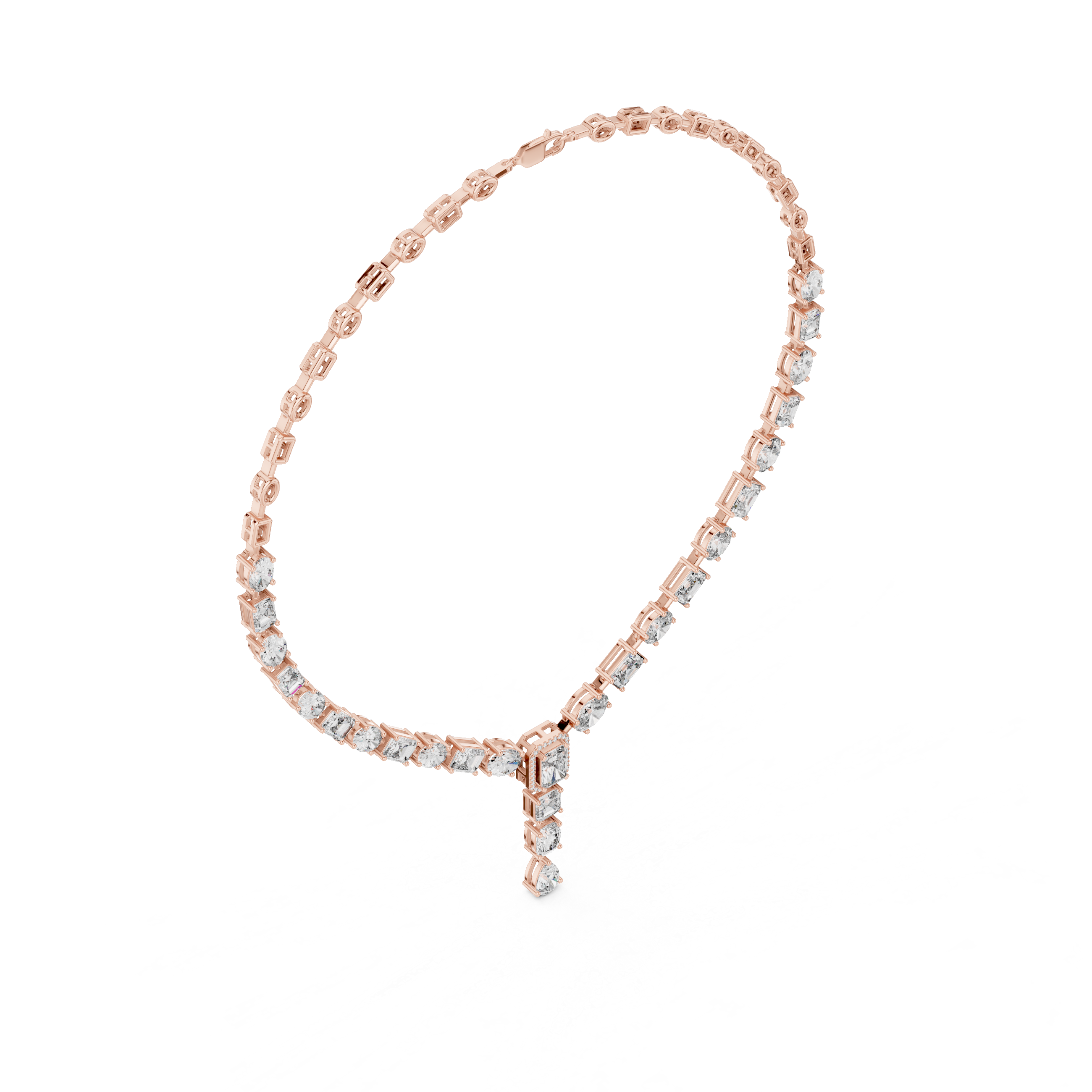 Luxury Multi Shape Diamond Drop Necklace