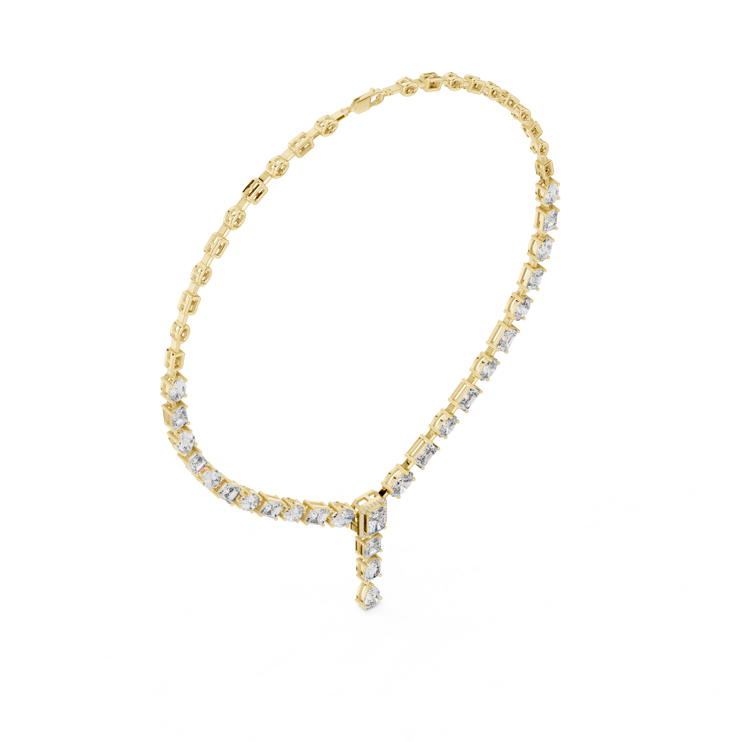Luxury Multi Shape Diamond Drop Necklace