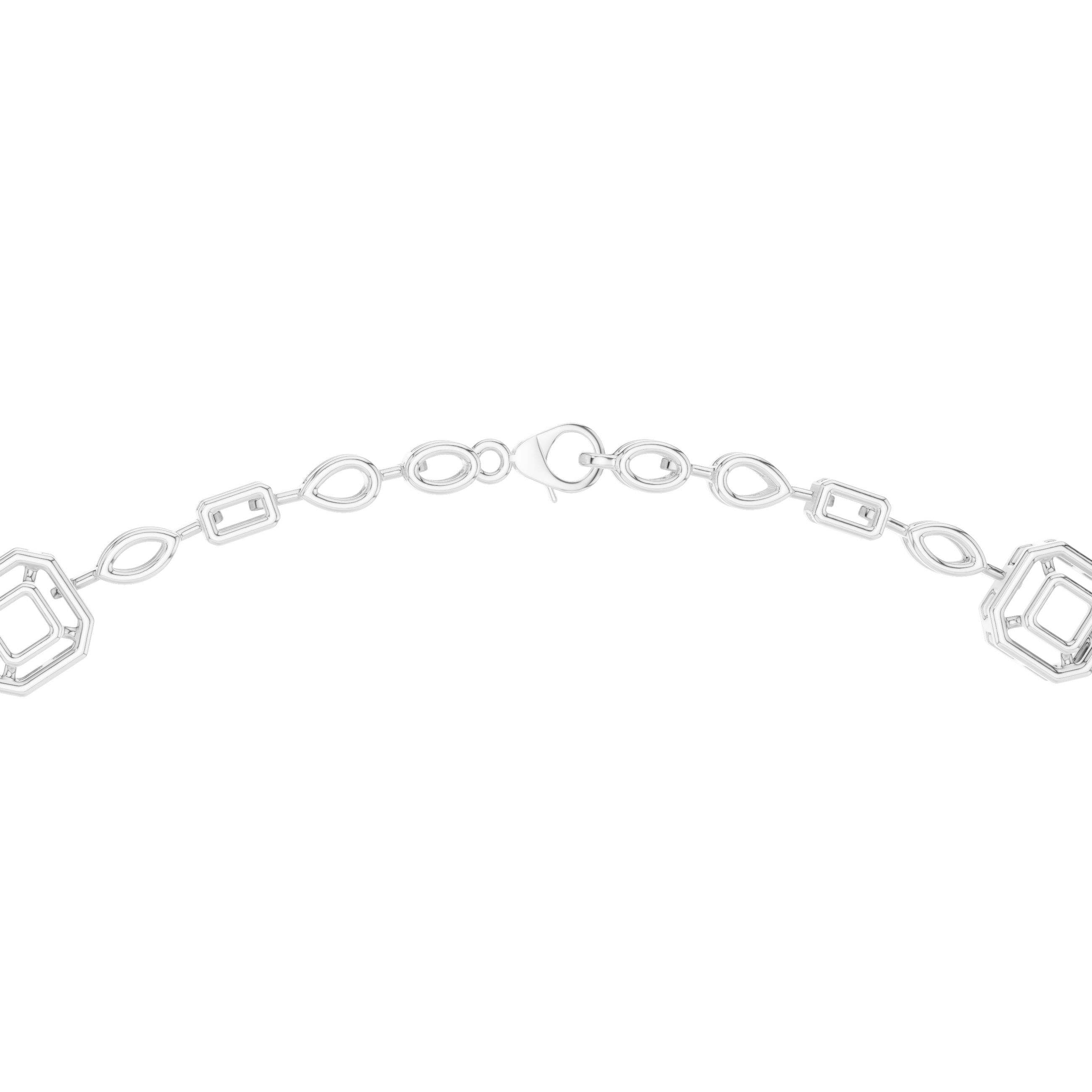Multi Shape Halo Drop Diamond Necklace