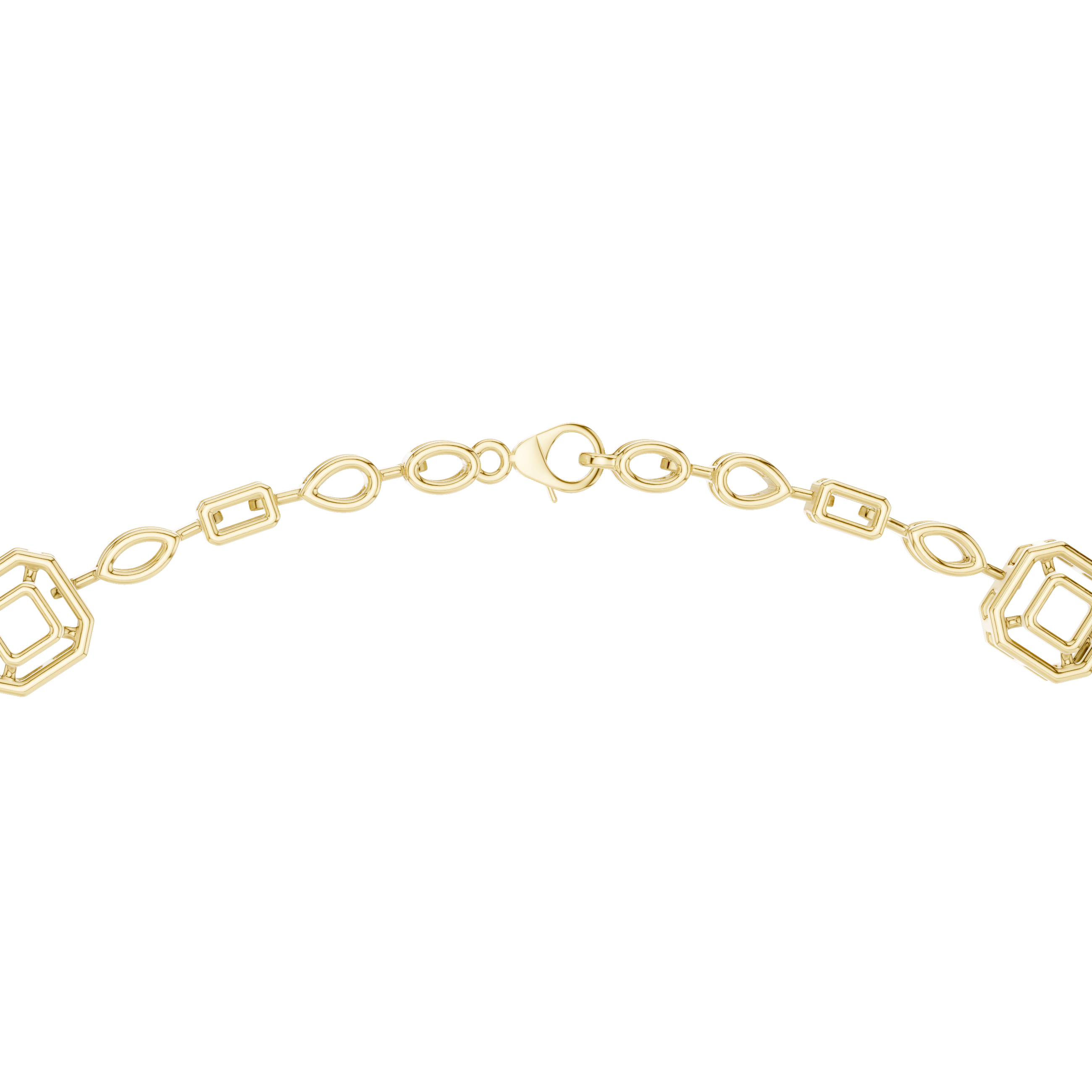 Multi Shape Halo Drop Diamond Necklace