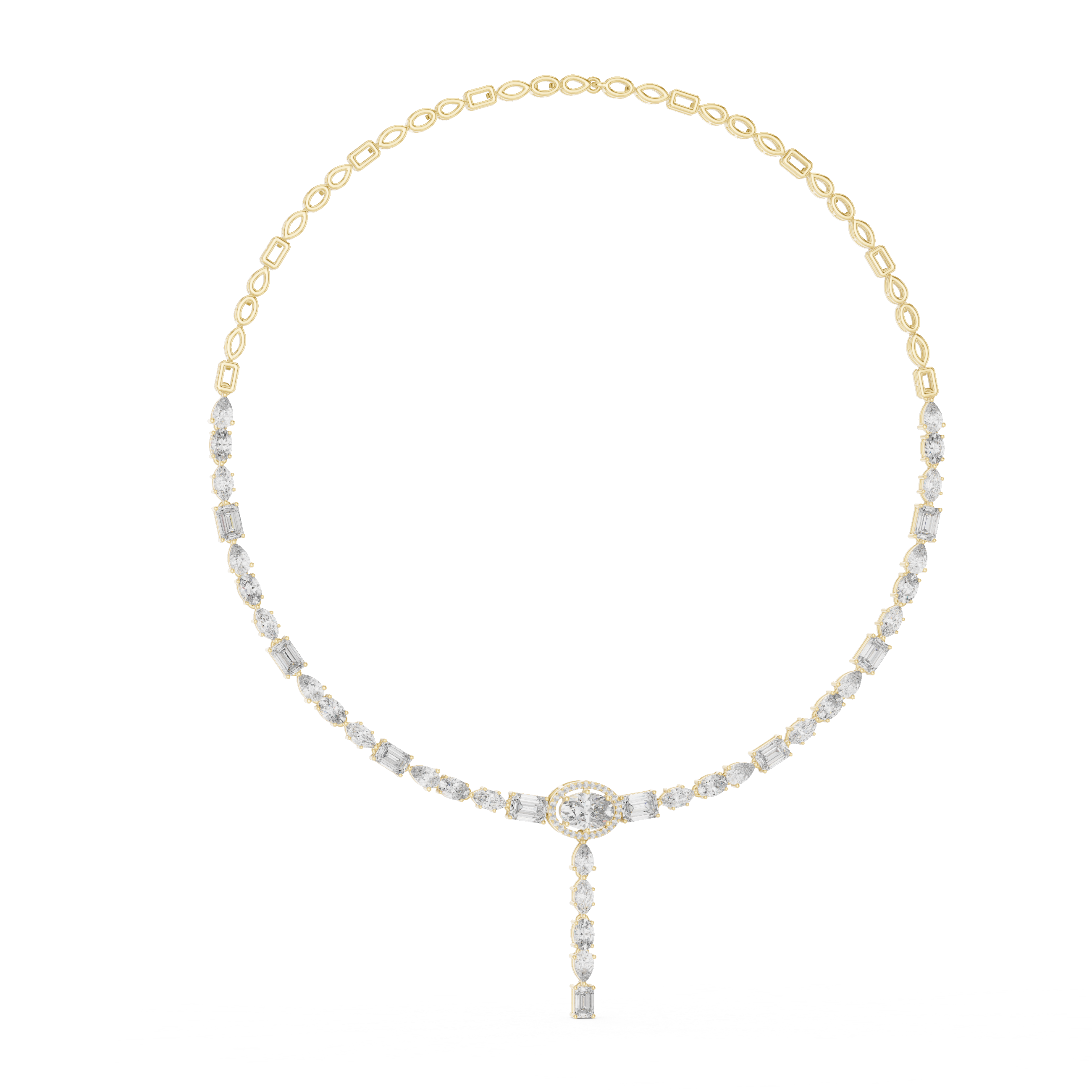 Elegant Multi Shape Drop Diamond Necklace