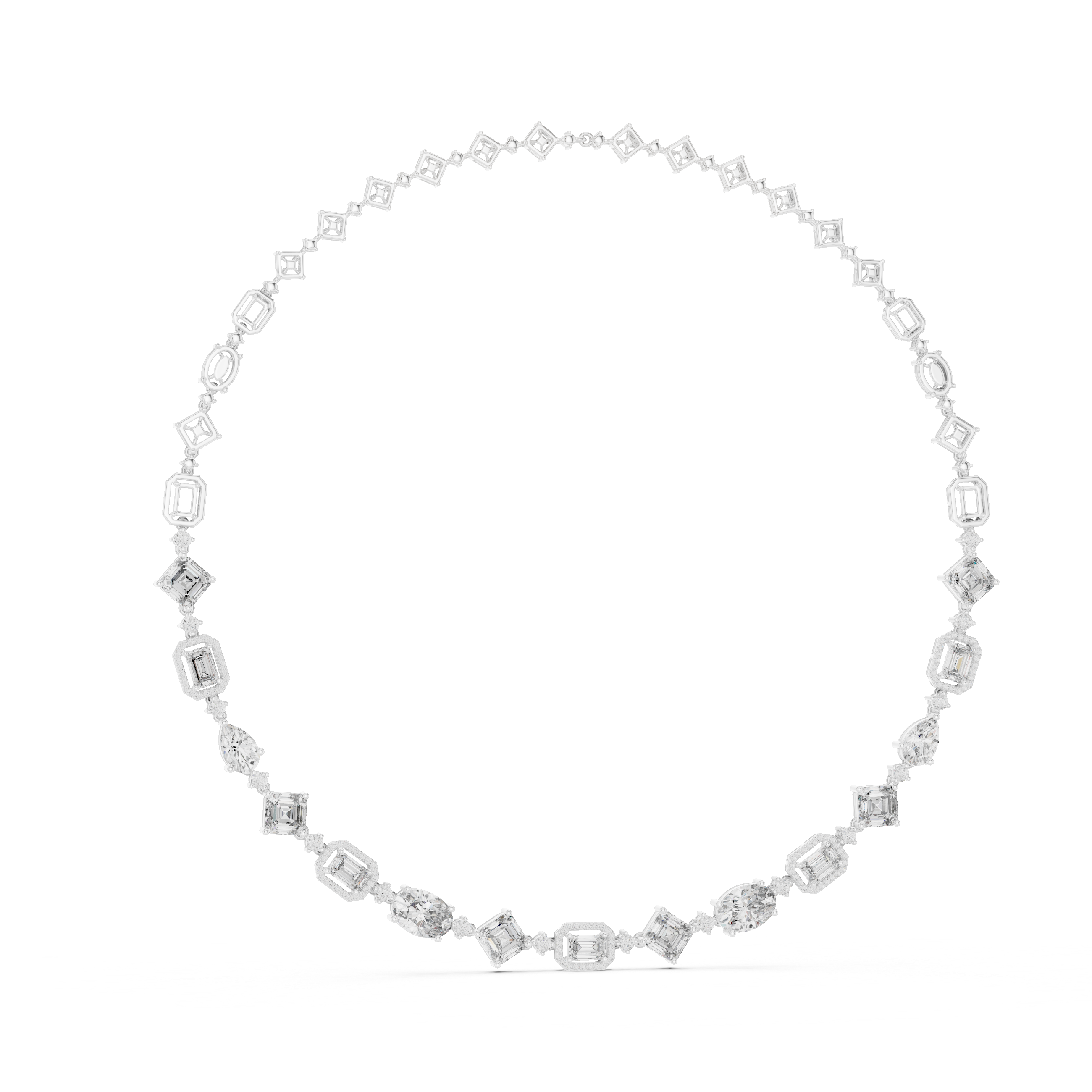Multi Shape Diamond Statement Necklace