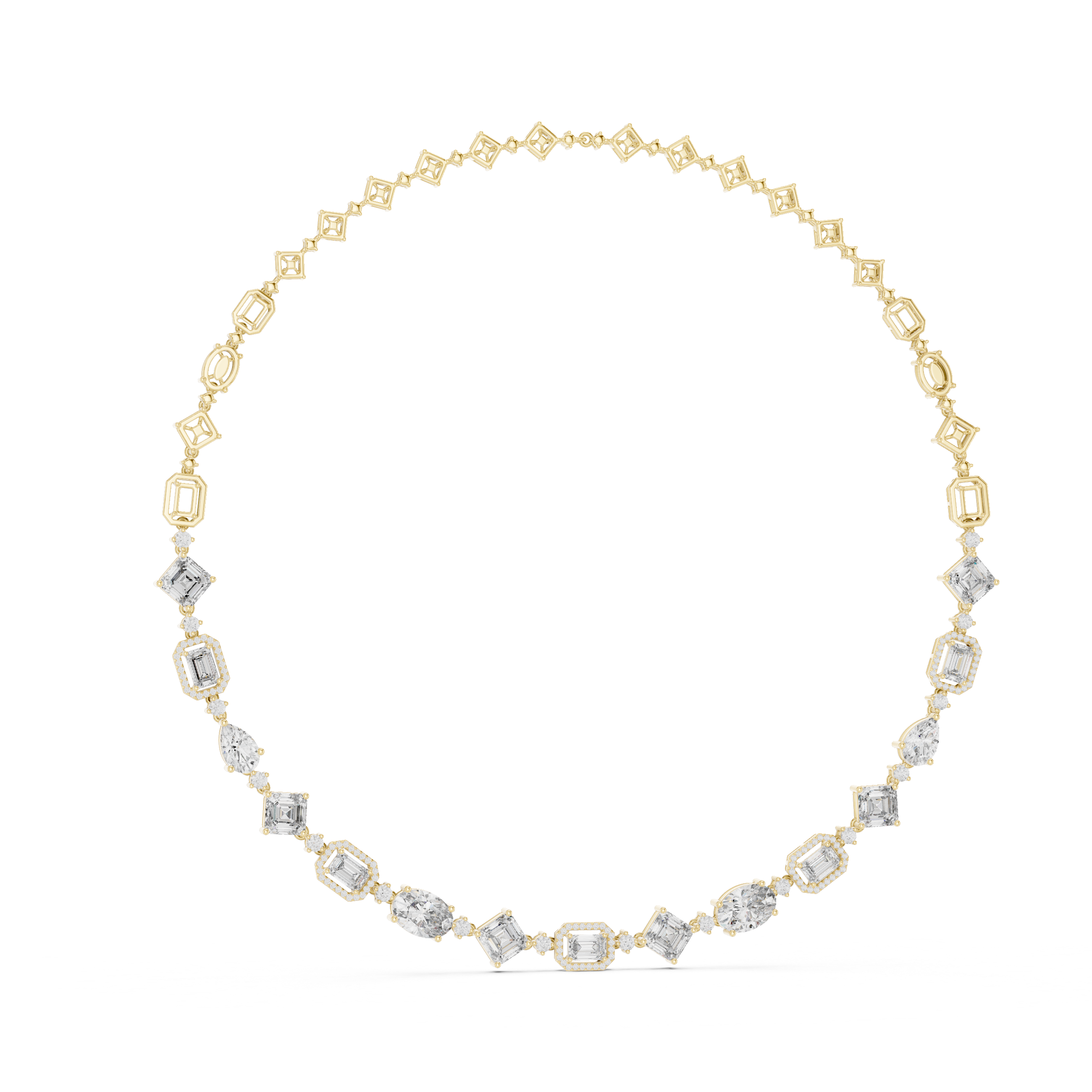 Multi Shape Diamond Statement Necklace