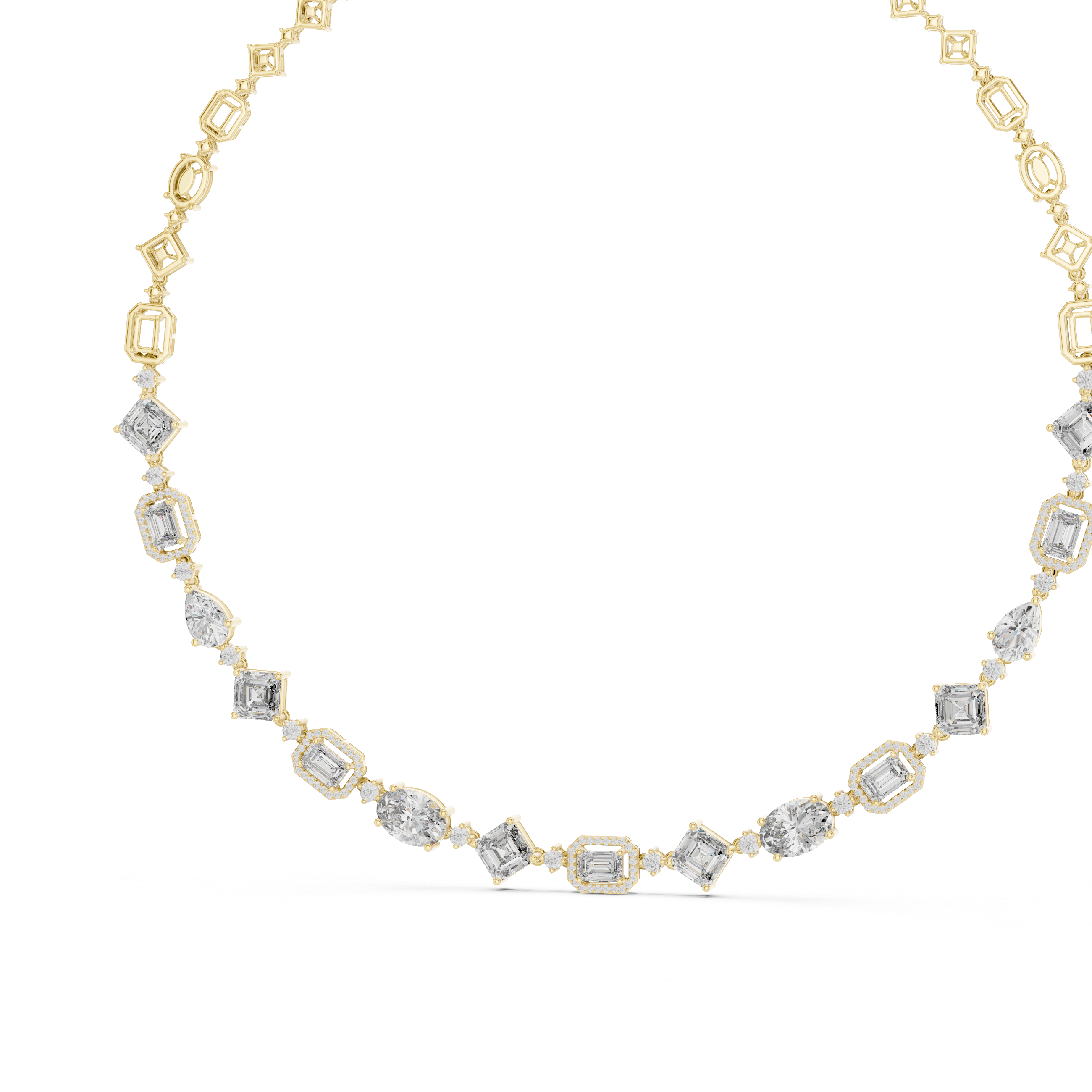 Multi Shape Diamond Statement Necklace