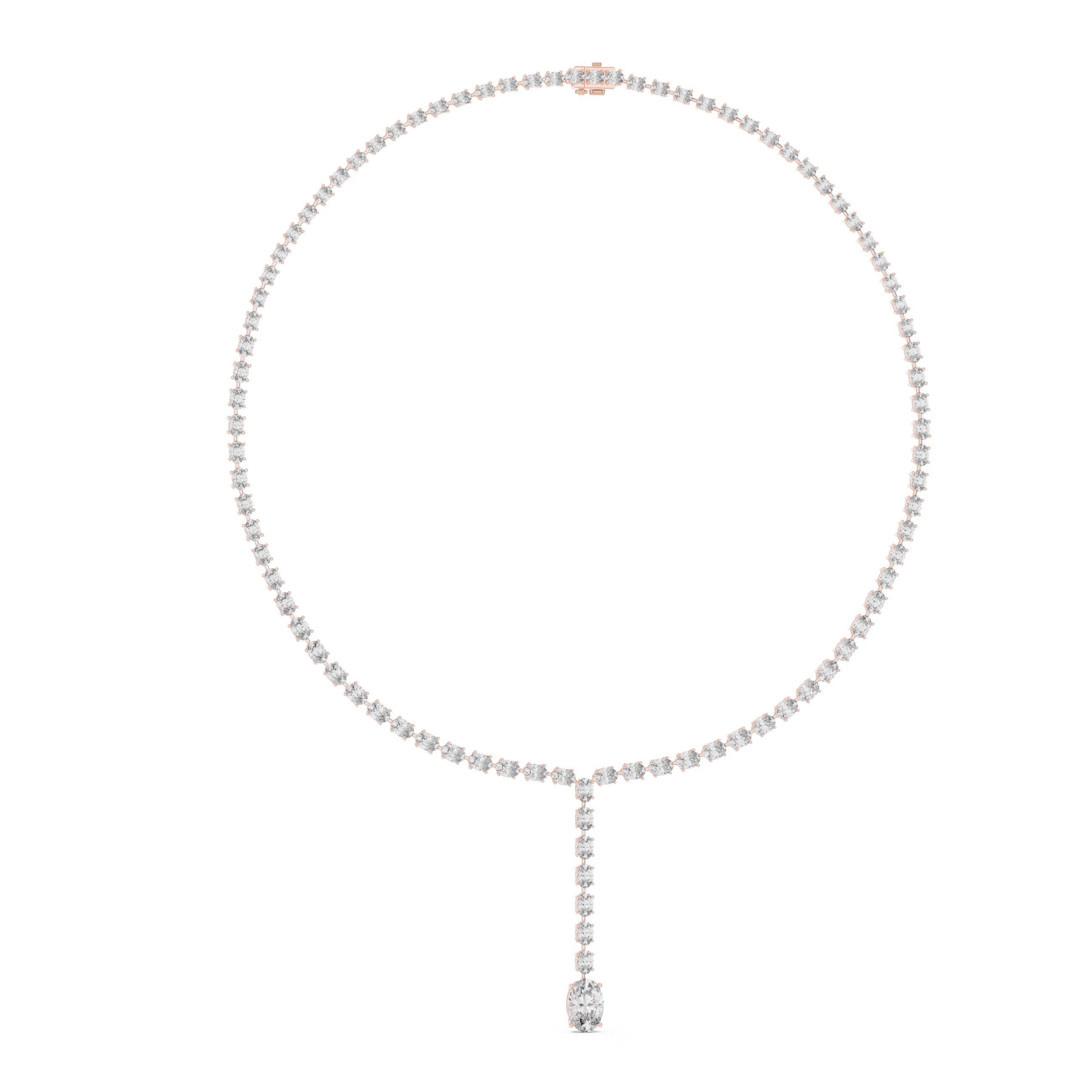 Elegant Y-Drop Tennis Necklace with Oval Accent