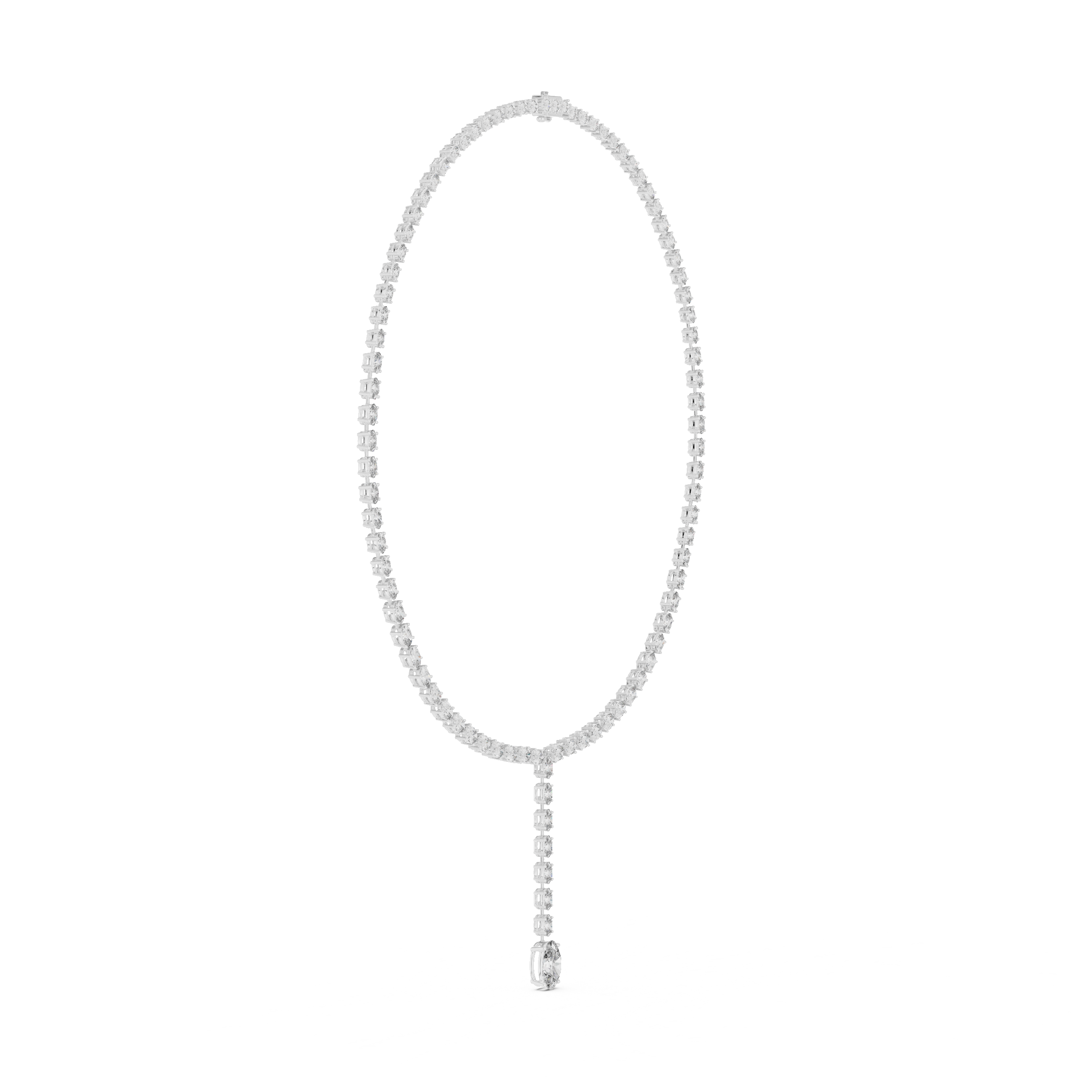 Elegant Y-Drop Tennis Necklace with Oval Accent