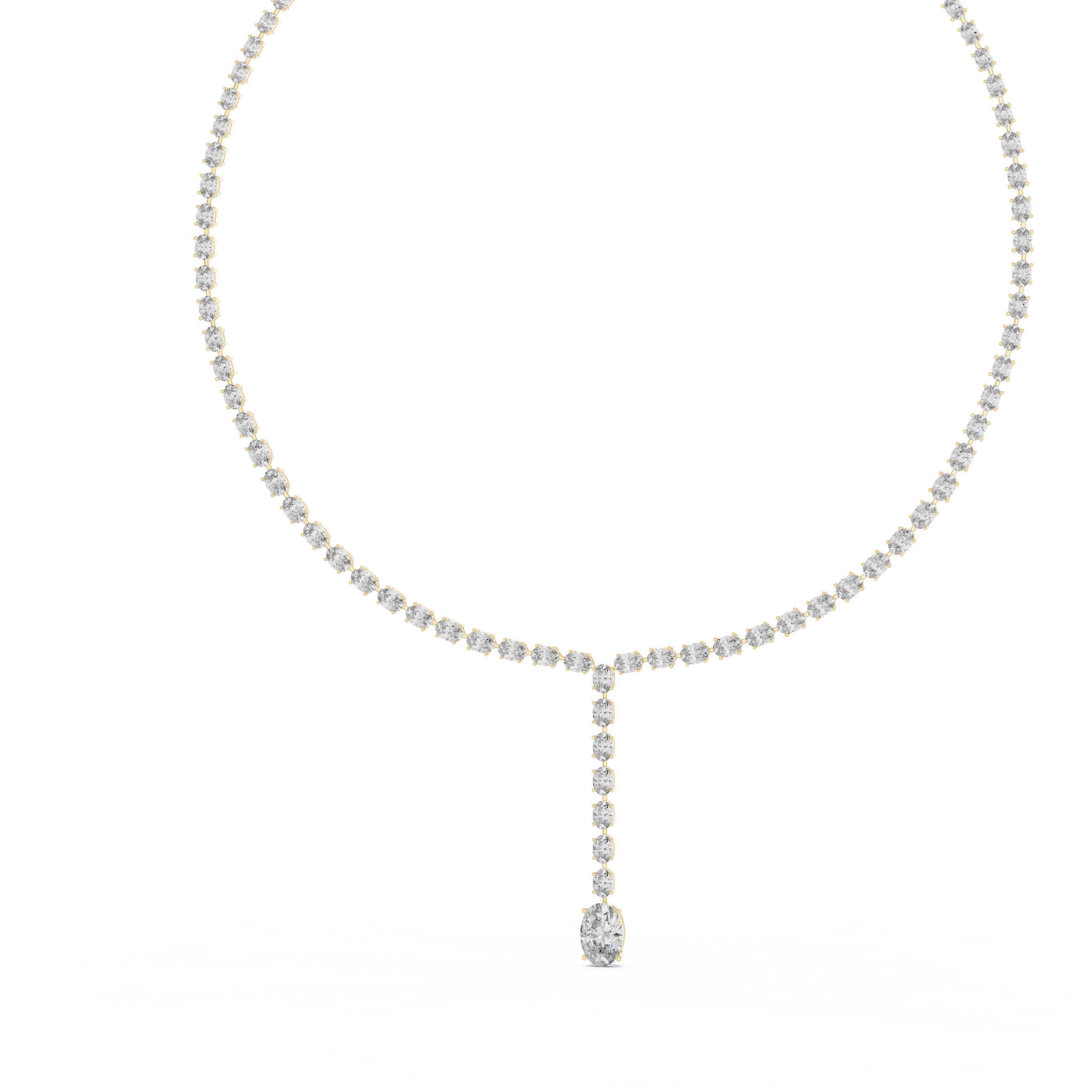 Elegant Y-Drop Tennis Necklace with Oval Accent