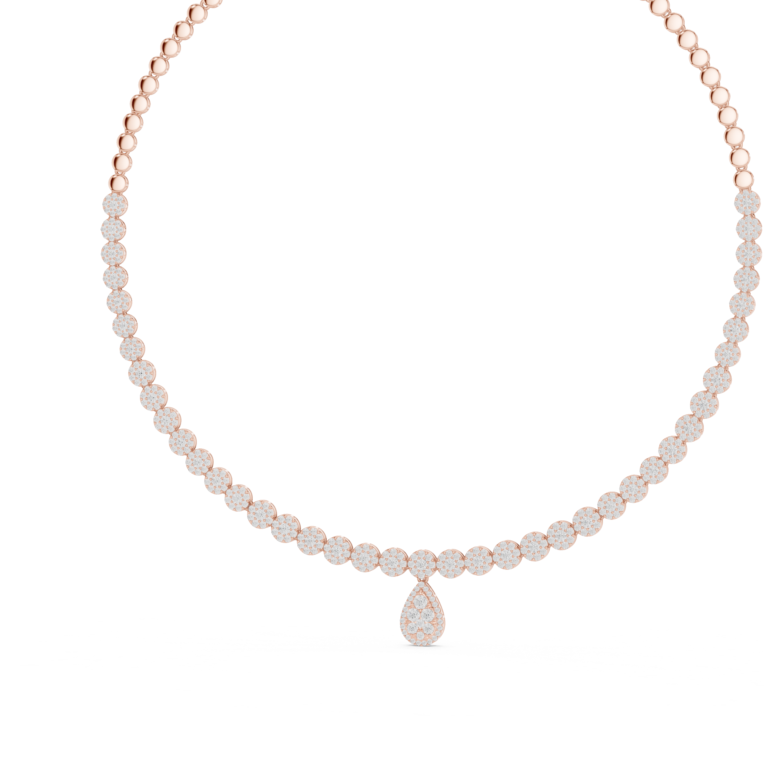 Elegant Cluster Drop Diamond Necklace