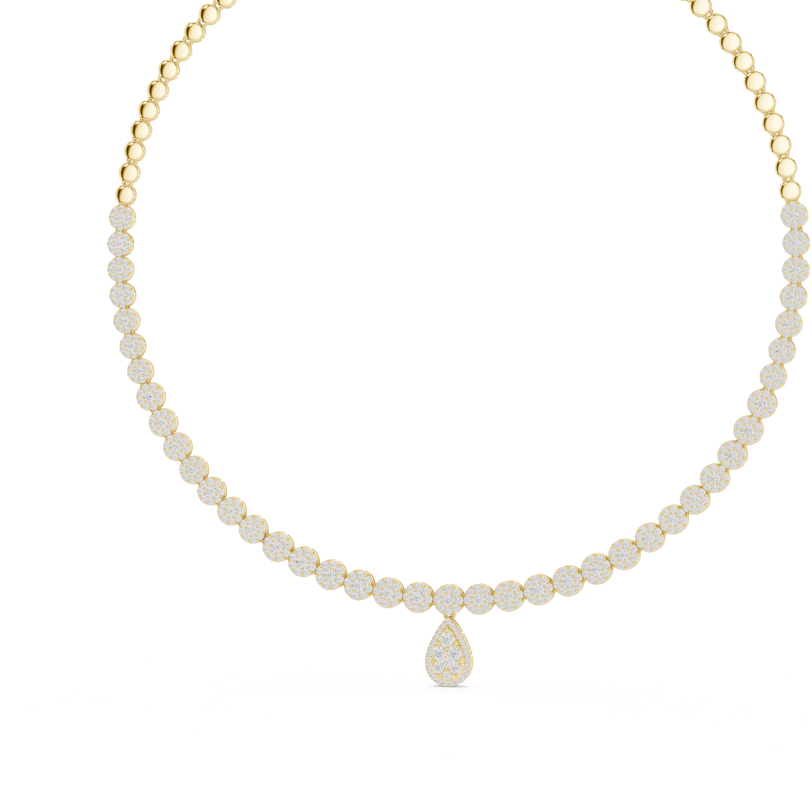 Elegant Cluster Drop Diamond Necklace